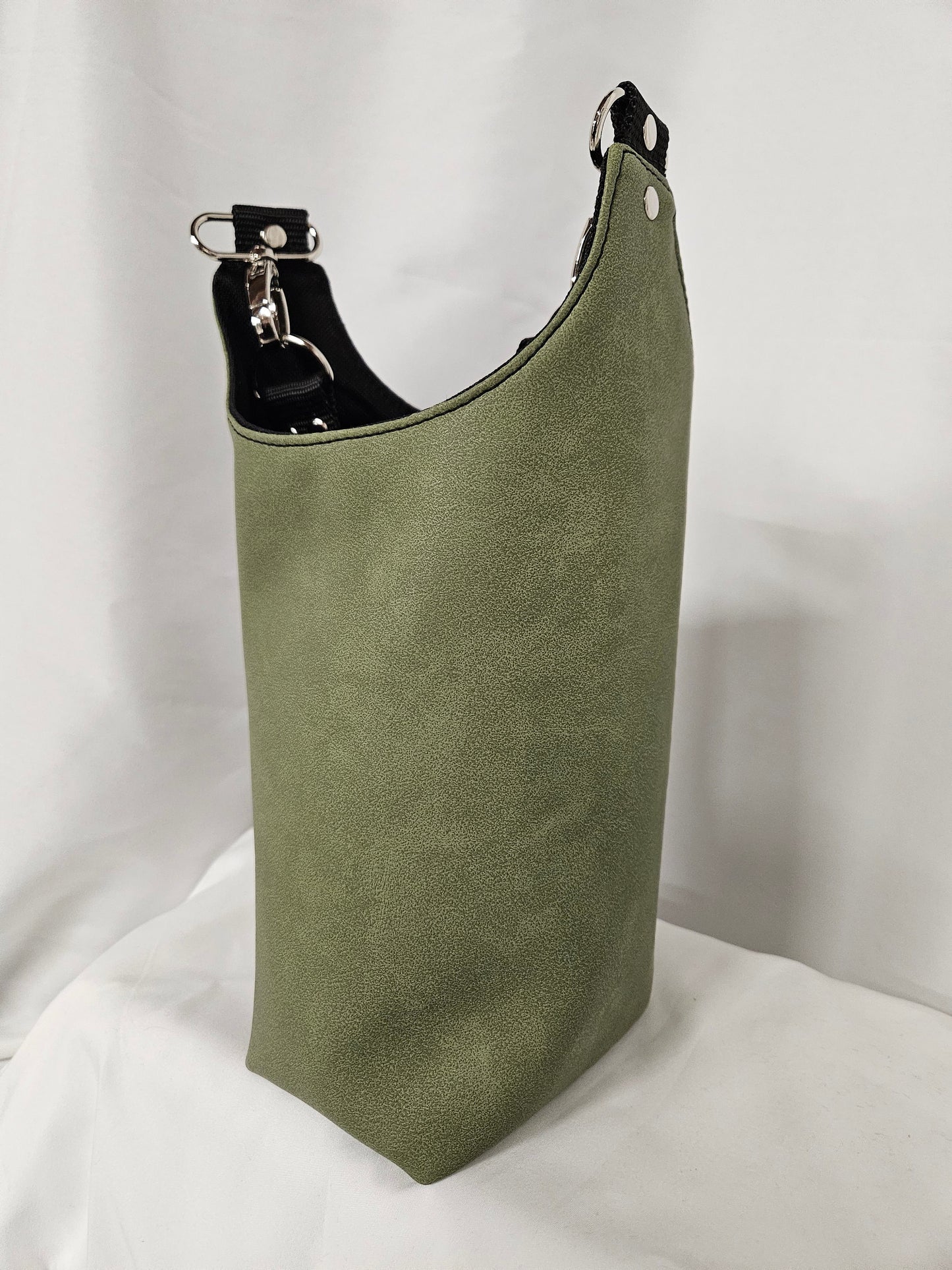 Olive Faux Mora Leather H2O Sling Bag, Crossbody Sling, Travel Sling for water bottles