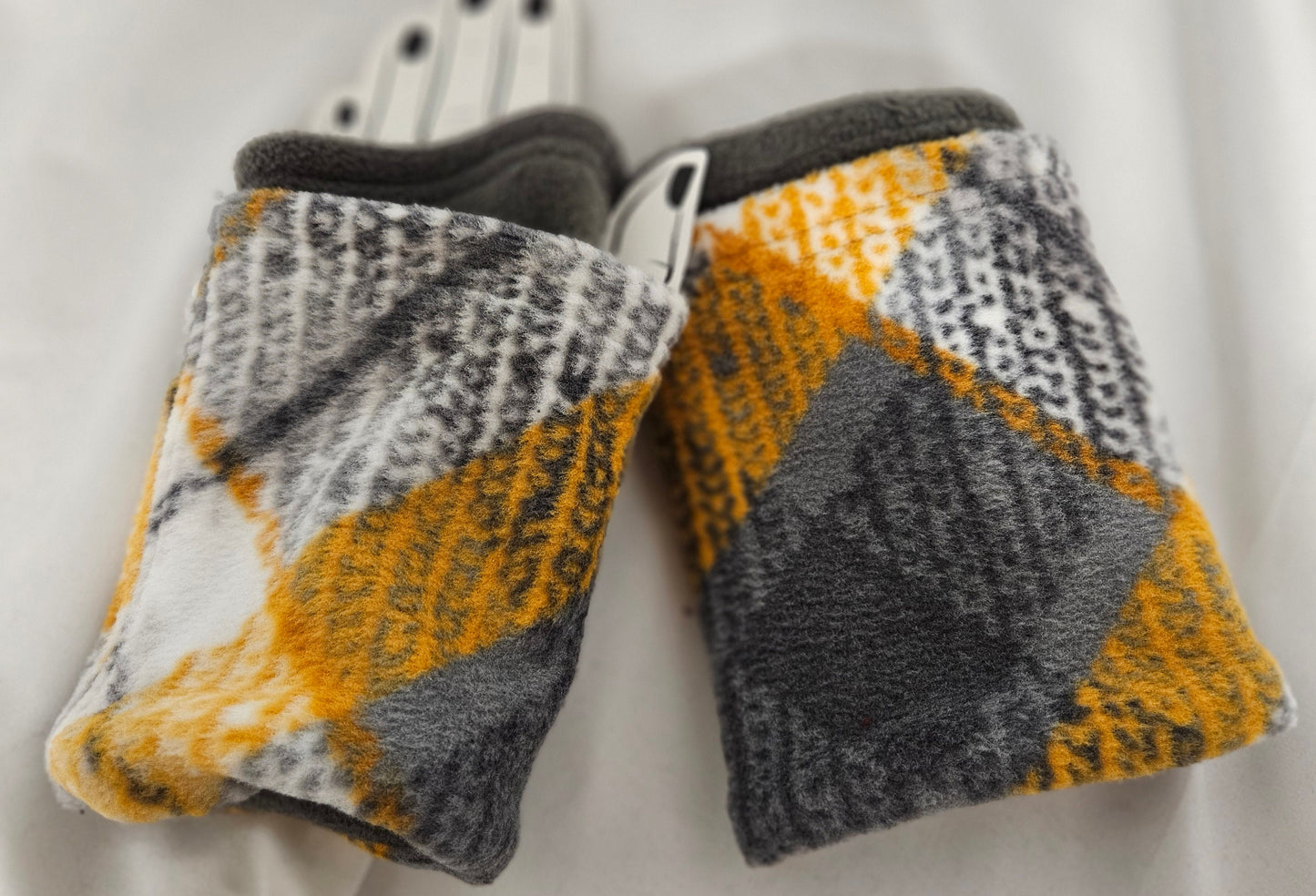 Yellow and Gray Plaid Anti Pill Fleece Winter Rosie Hat