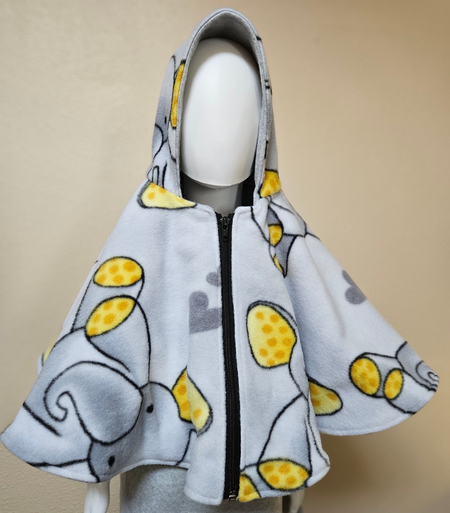 Poncho, Car Seat Poncho, Baby Poncho; Gray with Elephants; zippered cape