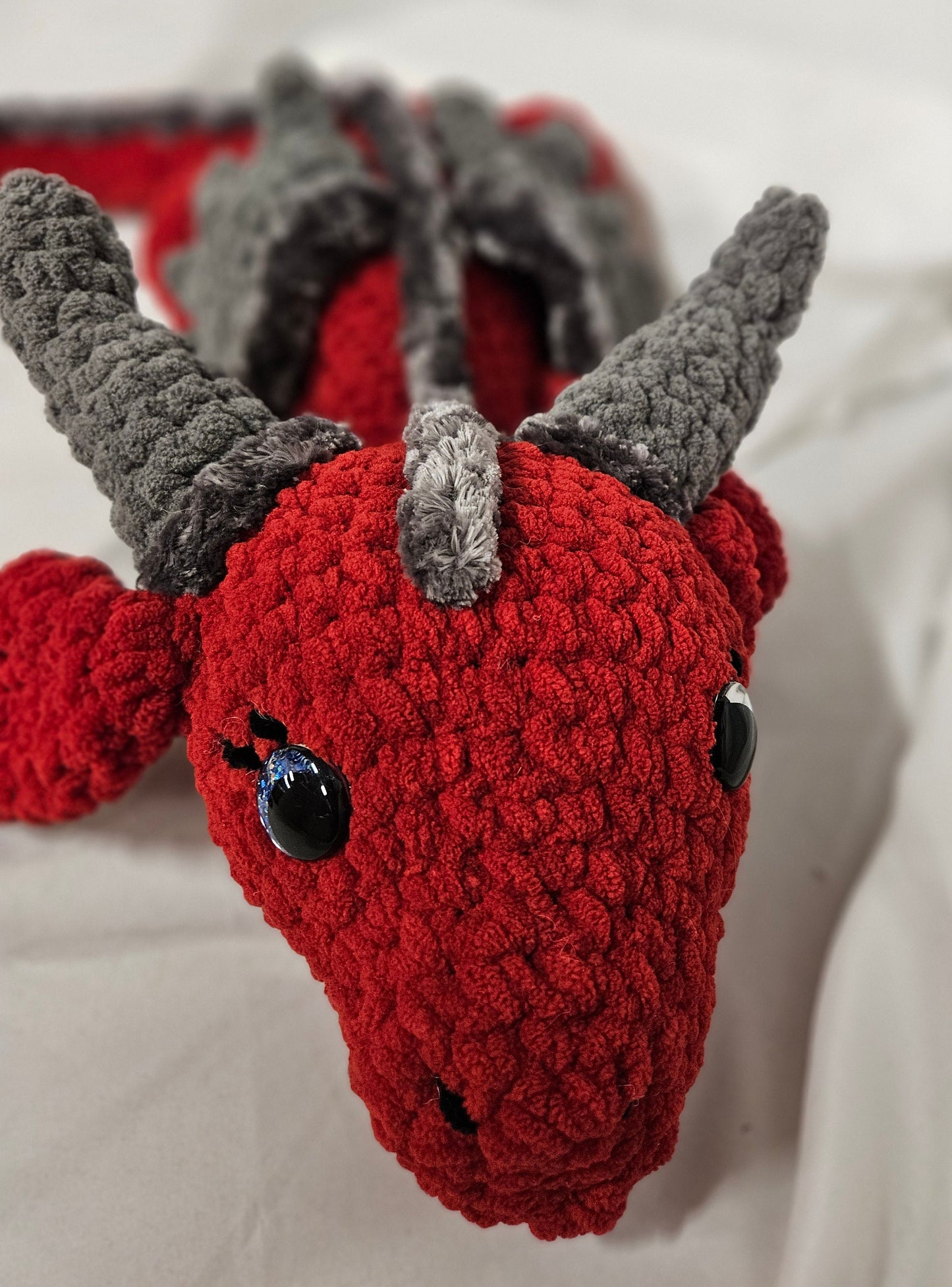Dragon Crochet Amigurumi; Red Dragon Crochet Plushie; Dragon Snuggle Buddy; Red Dragon Crochet Amigurumi