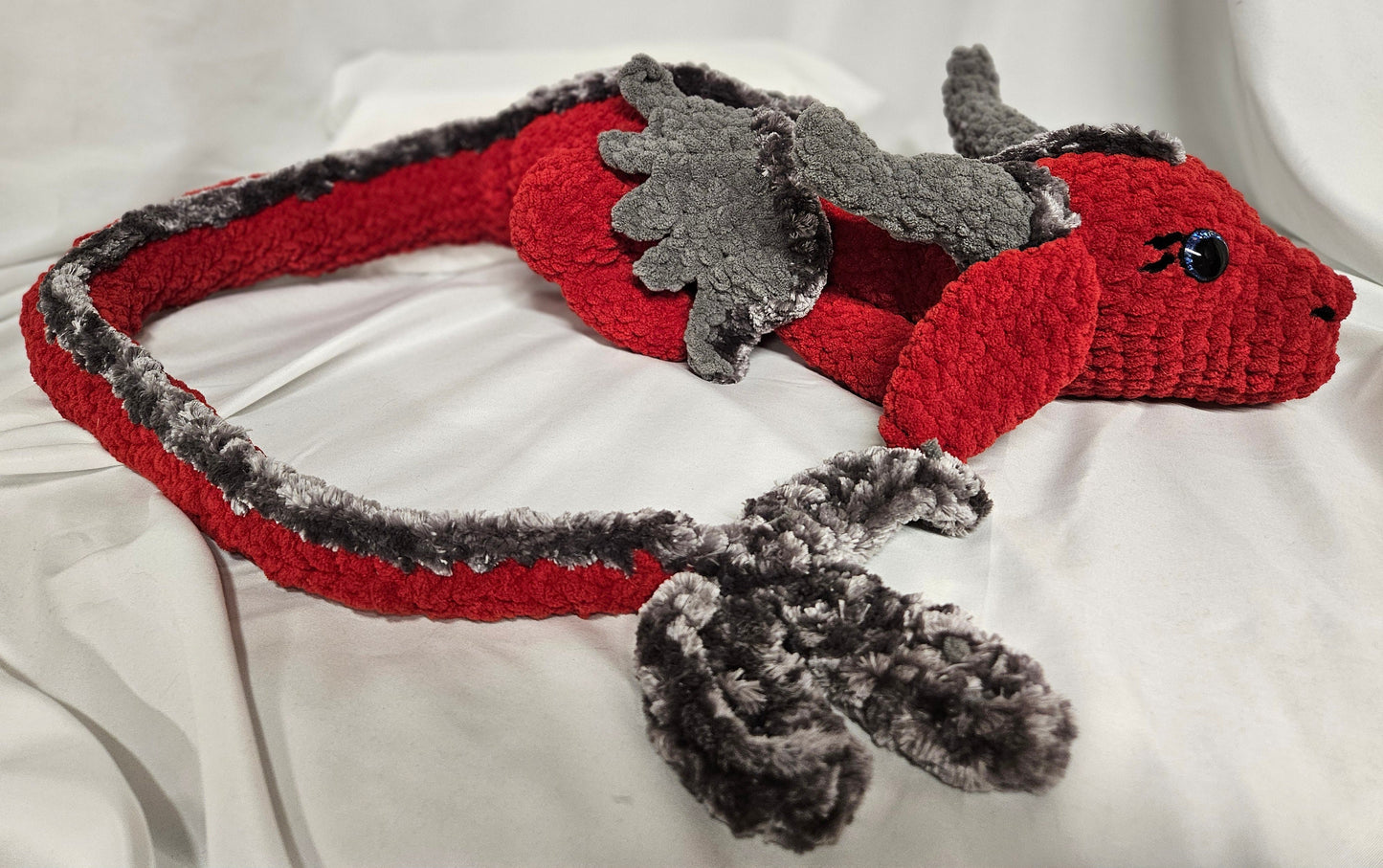Dragon Crochet Amigurumi; Red Dragon Crochet Plushie; Dragon Snuggle Buddy; Red Dragon Crochet Amigurumi