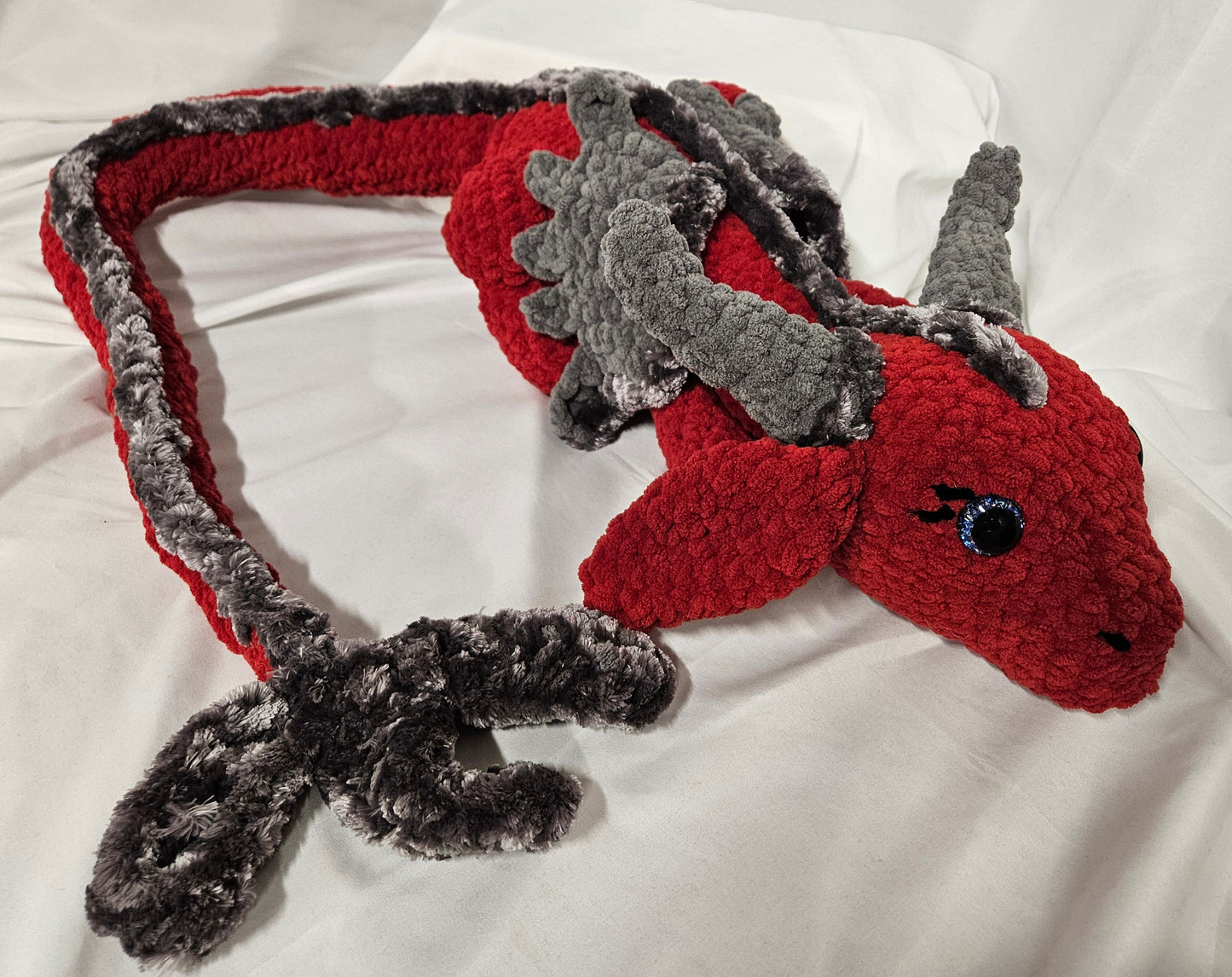 Dragon Crochet Amigurumi; Red Dragon Crochet Plushie; Dragon Snuggle Buddy; Red Dragon Crochet Amigurumi
