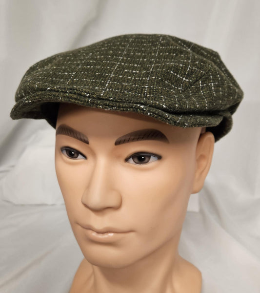 Olive Green Brushed Cotton Flat Cap
