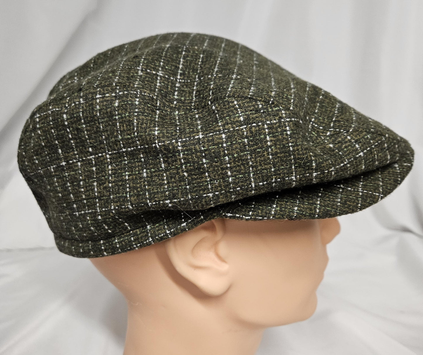 Olive Green Brushed Cotton Flat Cap