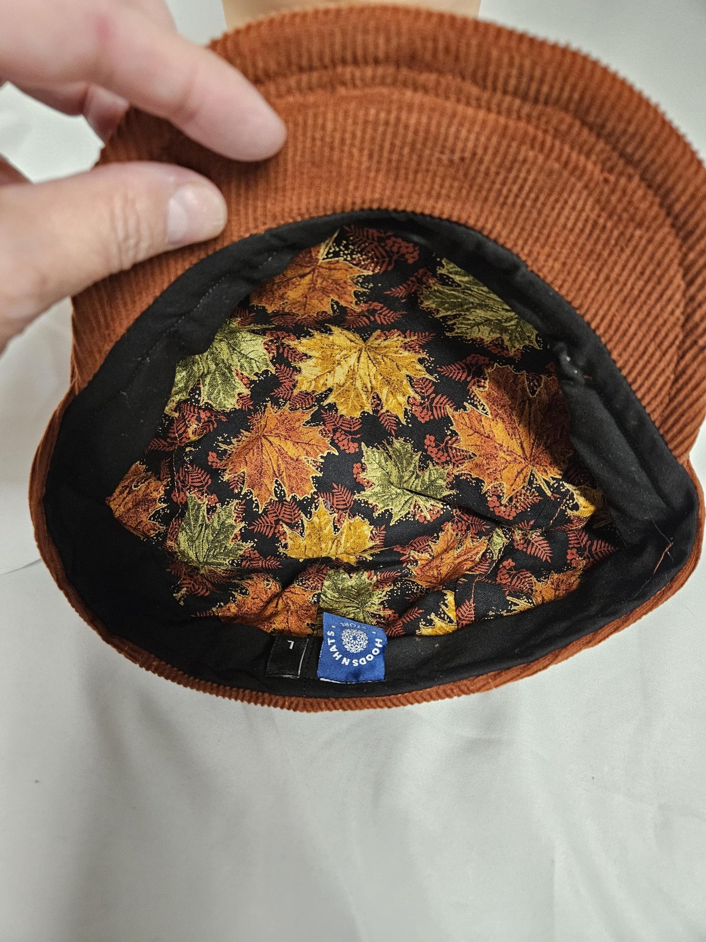 Autumn Orange Corduroy Flat Cap, golf cap, ivy cap, Gatsby, driving cap, sixpence, duckbill, flat hat lined in cotton autumn leaves print