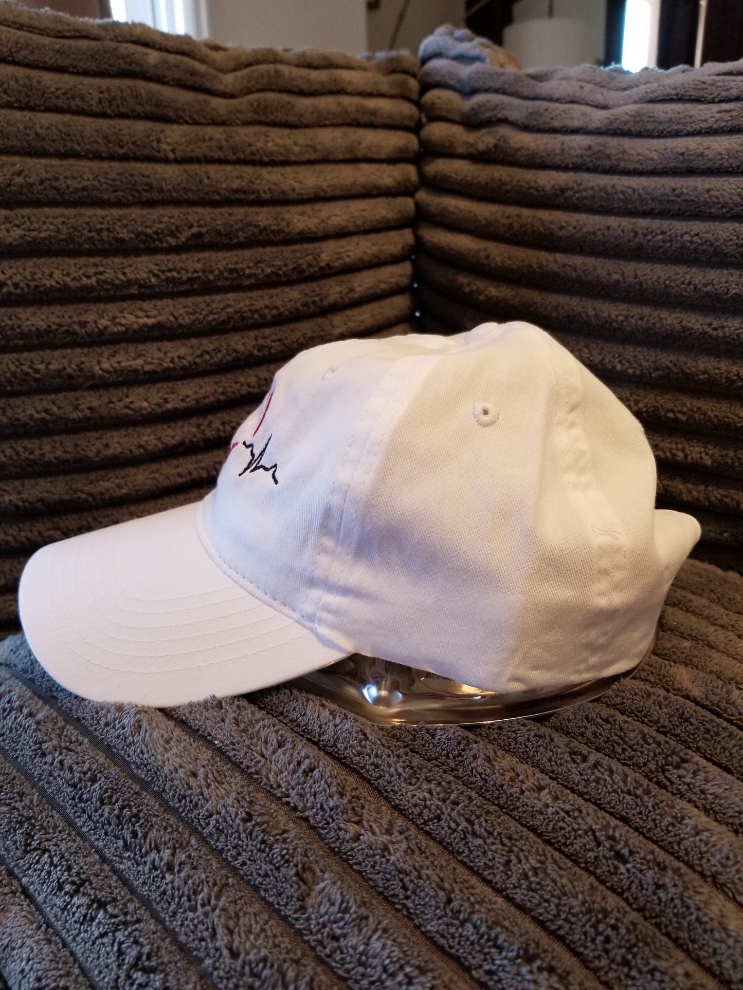 EKG Heart Style White Baseball Cap, Trucker Hat, EKG Heart Embroidered High Quality Cap, Embroidered Cap with Velcro Closure