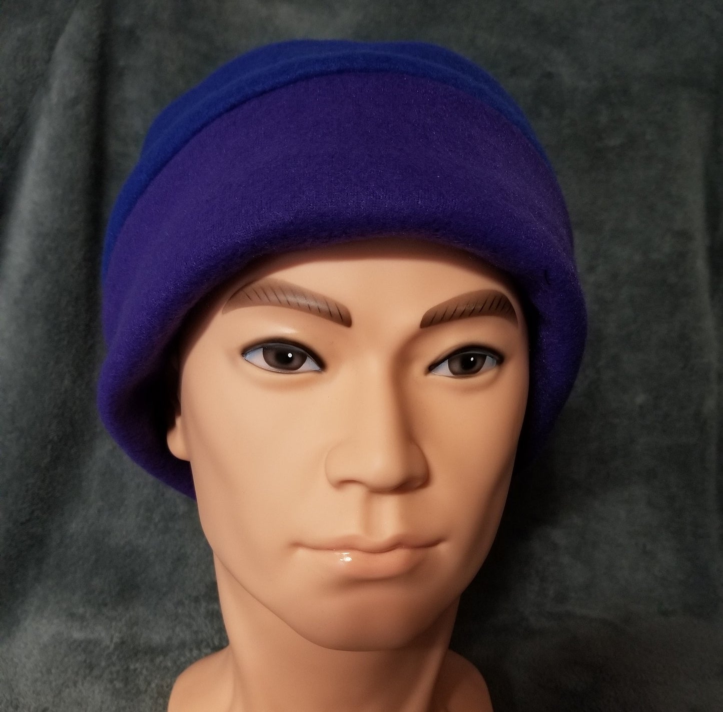 Blue and Purple Colorblock Fleece Pillbox Hat