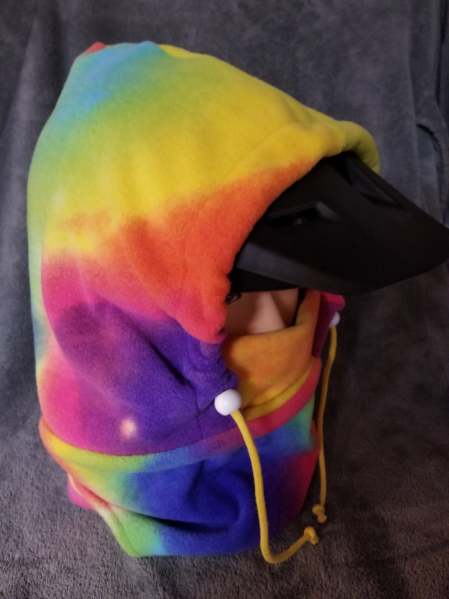 Rainbow Tie Dye Print Anti Pill Fleece Large Ski Helmet Cover