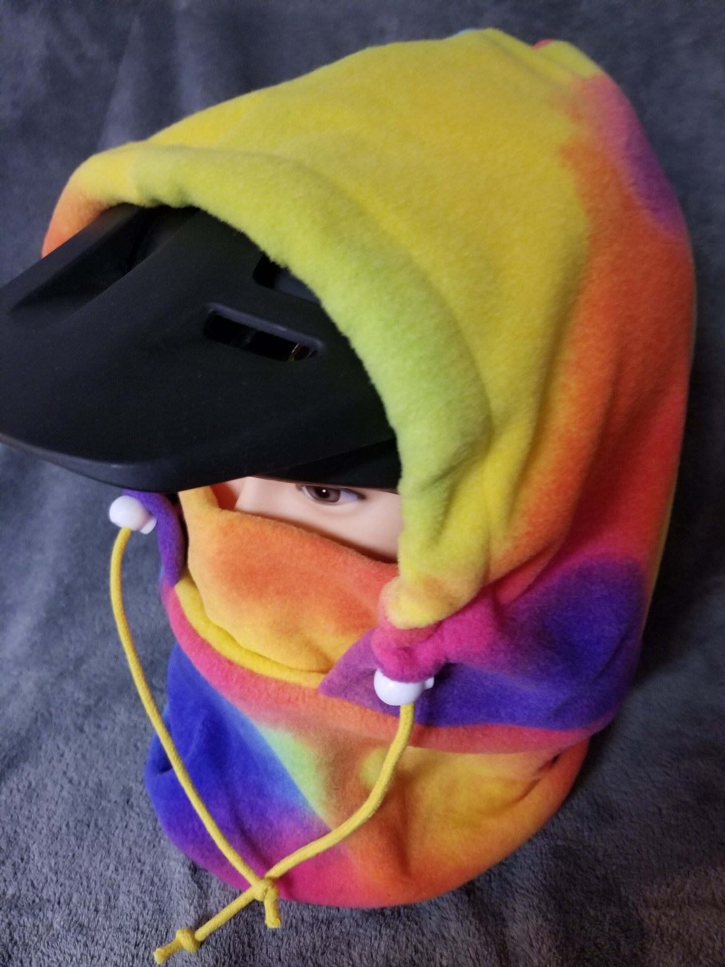 Rainbow Tie Dye Print Anti Pill Fleece Large Ski Helmet Cover