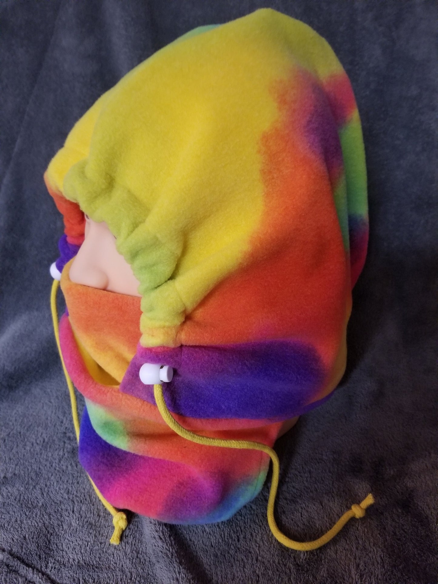 Rainbow Tie Dye Print Anti Pill Fleece Large Ski Helmet Cover
