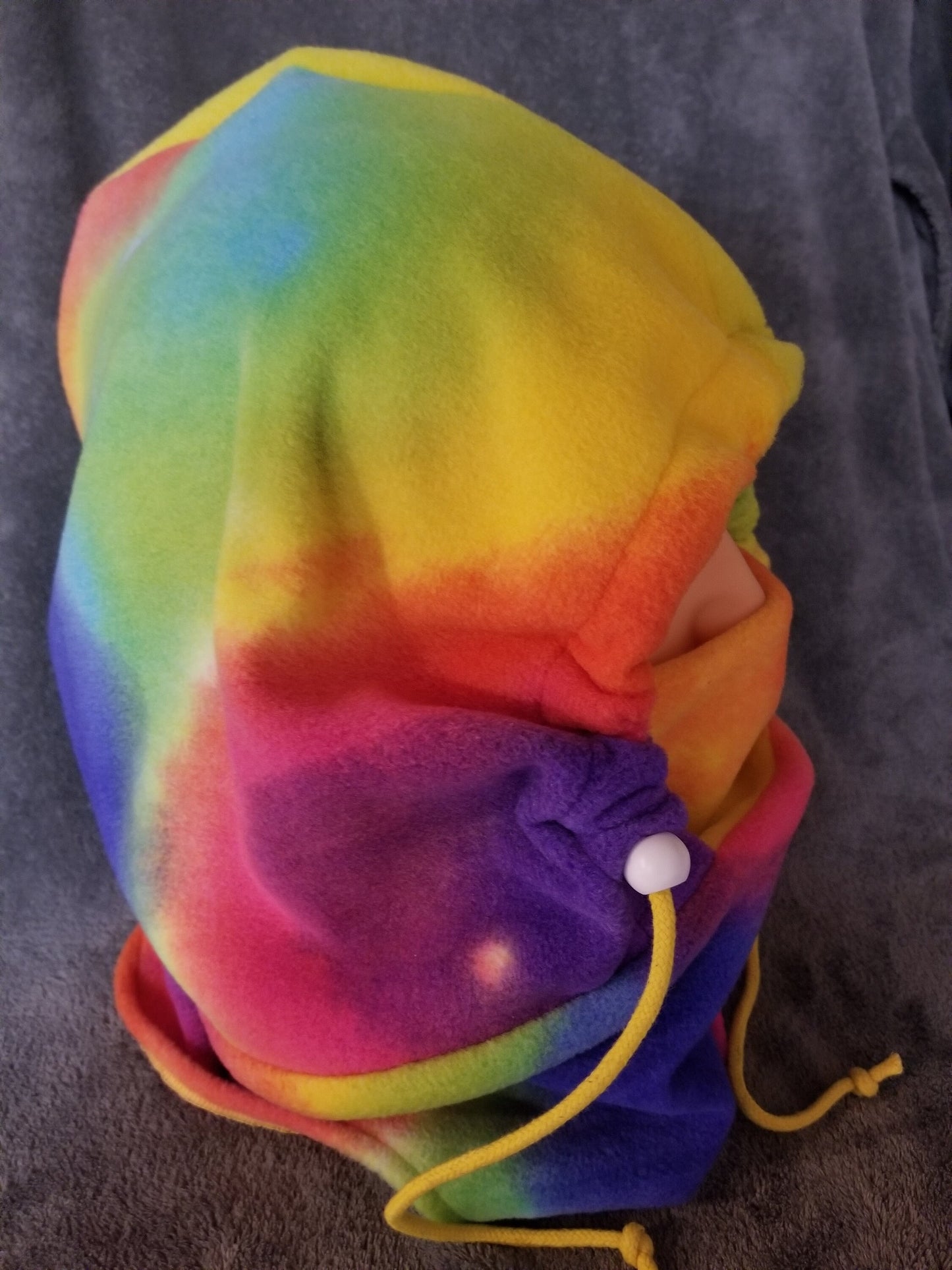 Rainbow Tie Dye Print Anti Pill Fleece Large Ski Helmet Cover