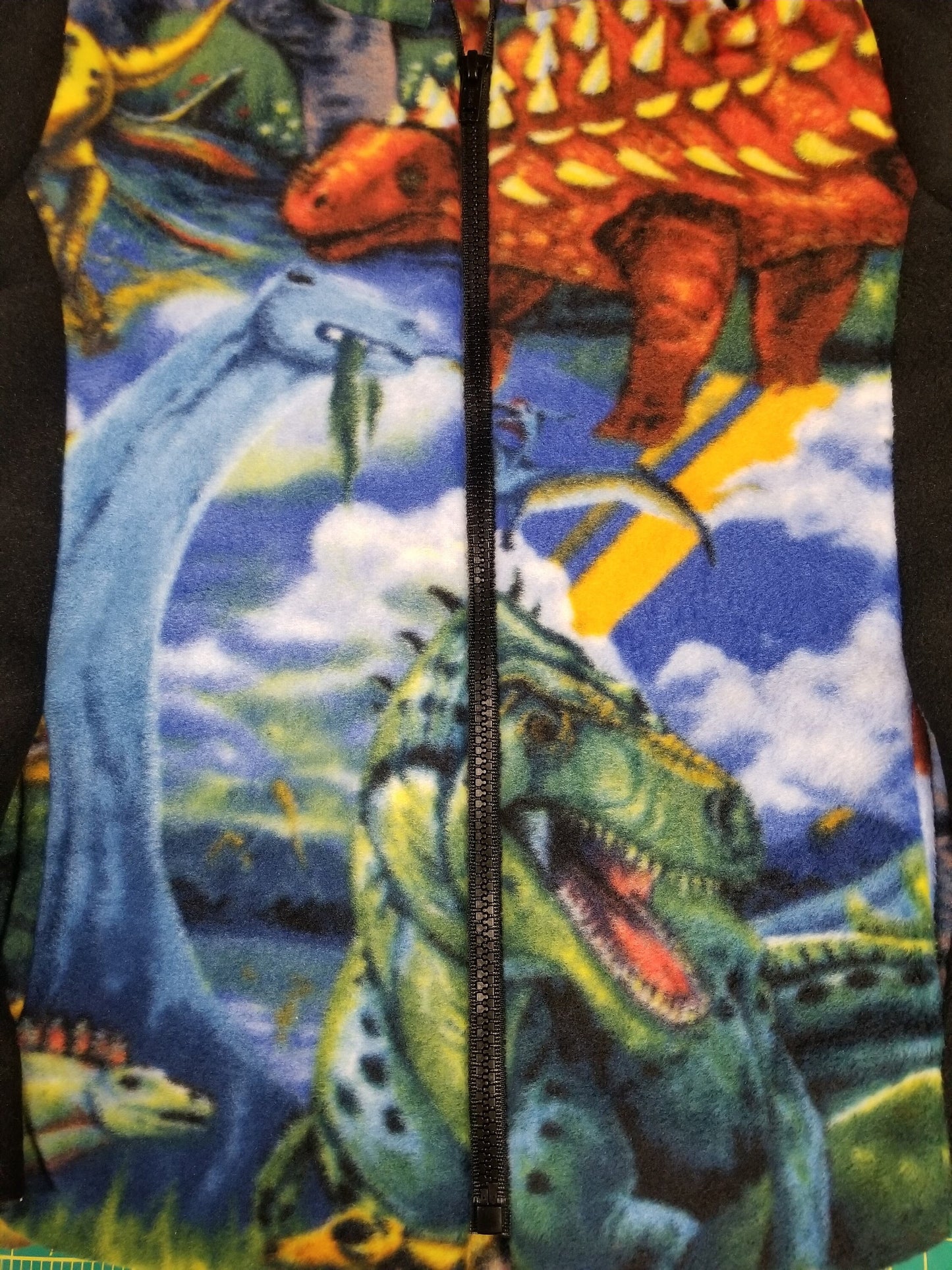 Dinosaur Print Anti Pill Fleece Hooded Jacket with Black Anti Pill Fleece Lining Size 5, Warm Hooded Fleece Jacket with Pockets