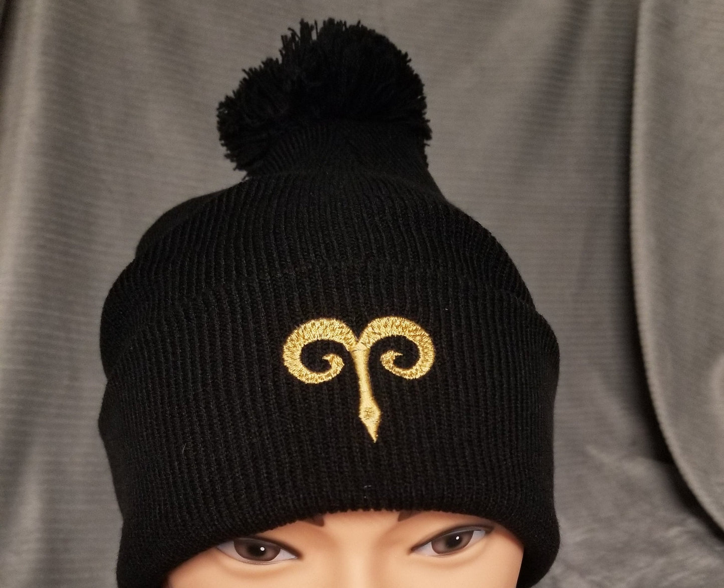 Aries Zodiac Symbol Embroidered Beanie, Horoscope Beanie, Astrology Beanie, Birthday Beanie