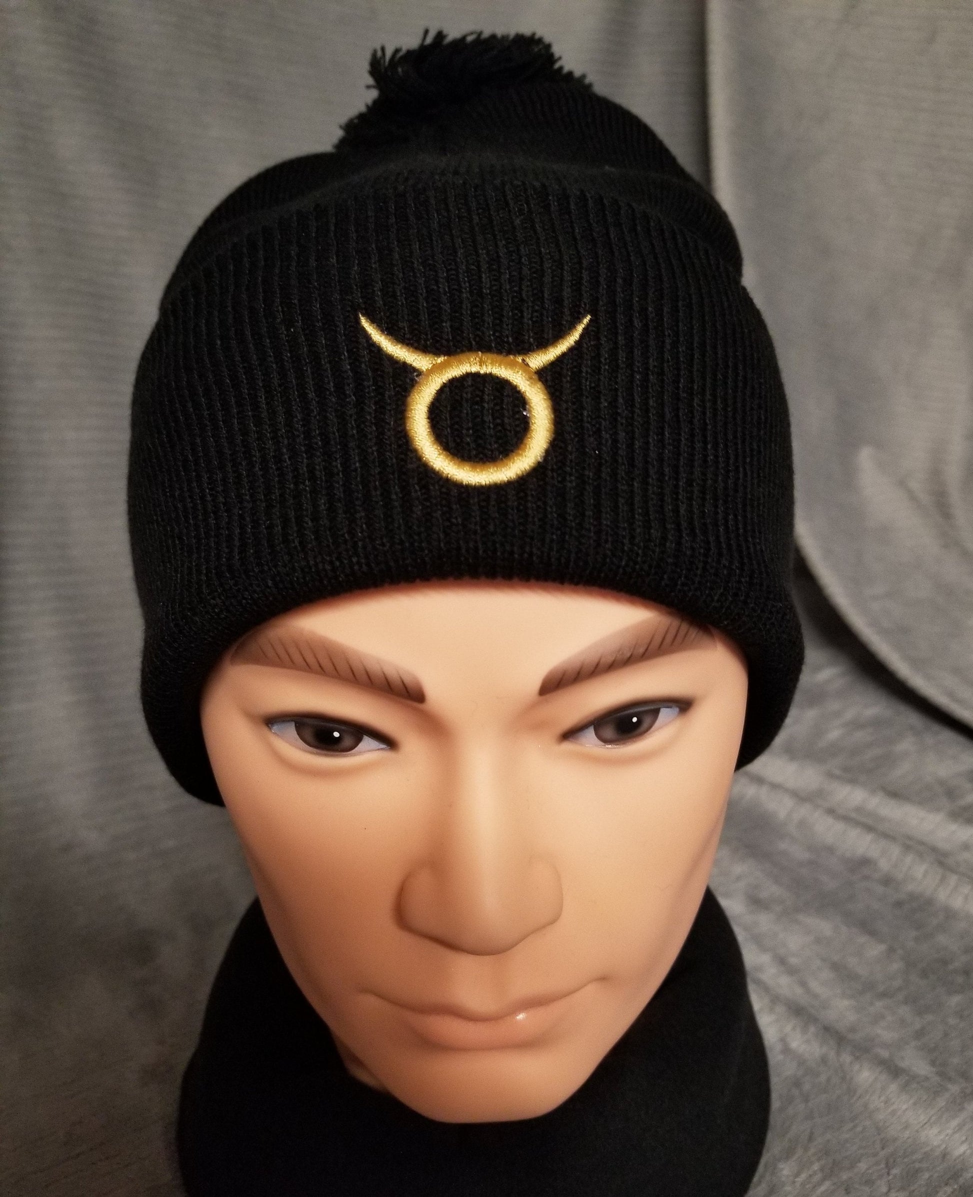 Taurus Zodiac Symbol Embroidered Beanie, Horoscope Beanie, Astrology Beanie, Birthday Beanie