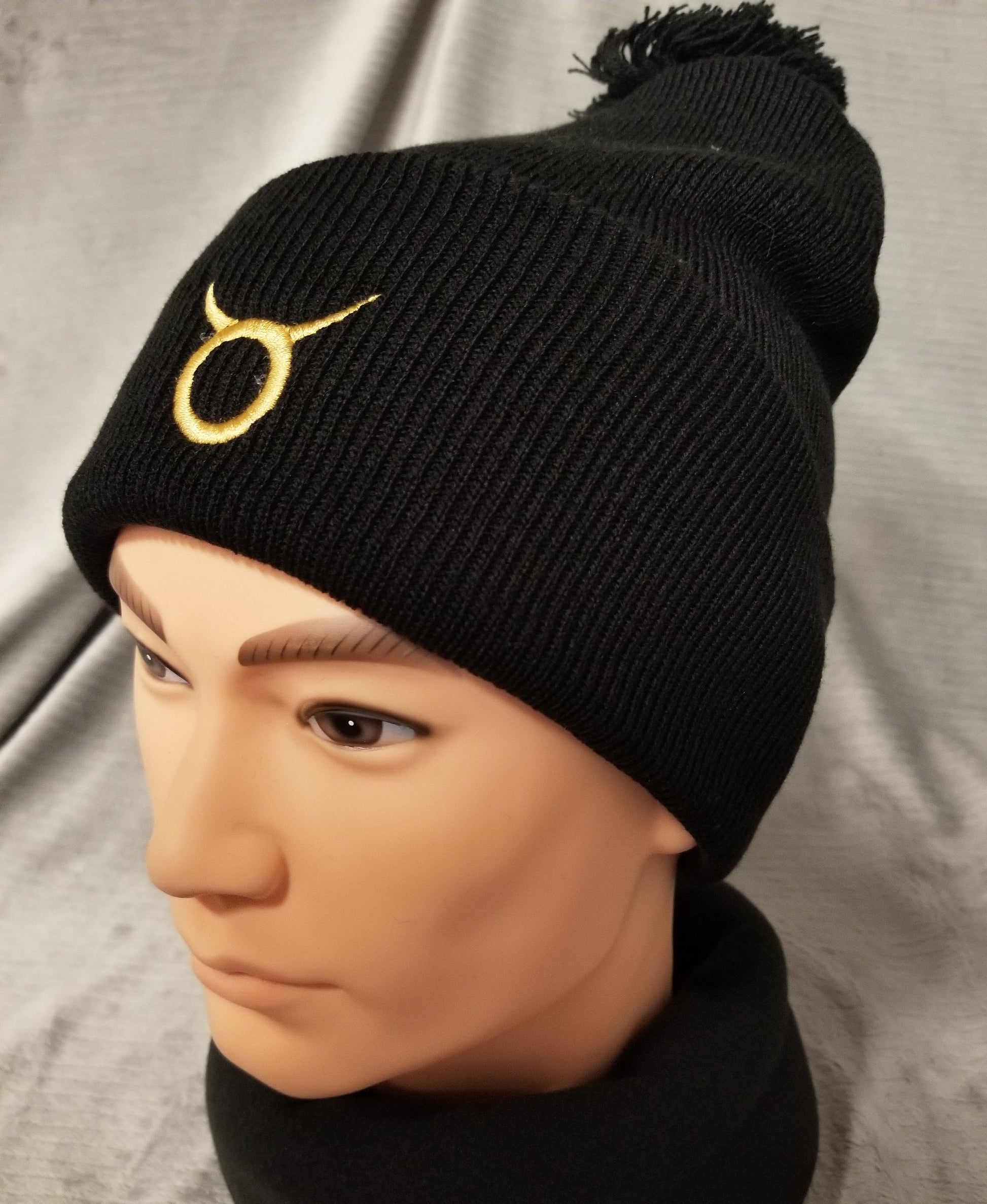 Taurus Zodiac Symbol Embroidered Beanie, Horoscope Beanie, Astrology Beanie, Birthday Beanie