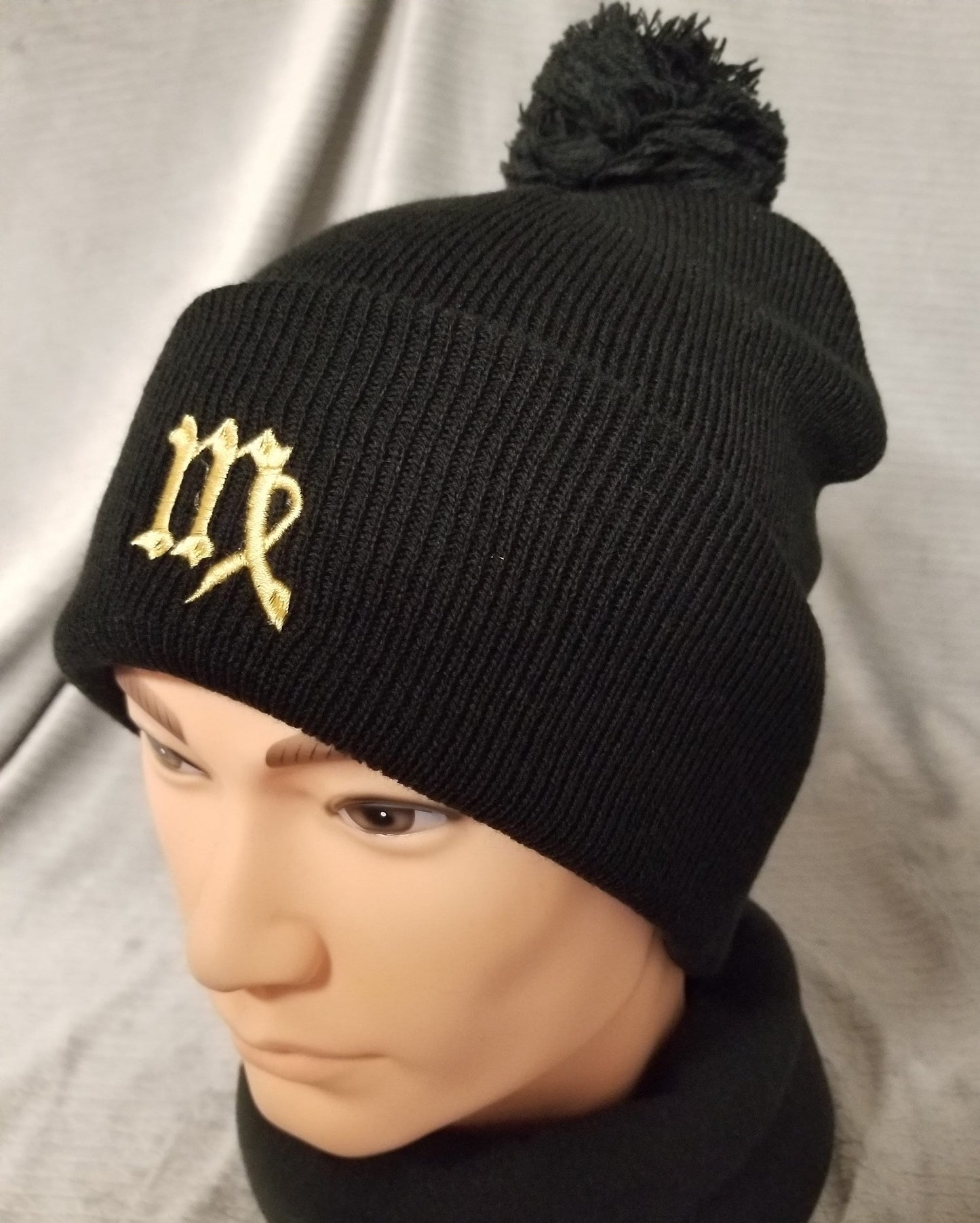 Virgo Zodiac Symbol Embroidered Beanie, Horoscope Beanie, Astrology Beanie, Birthday Beanie