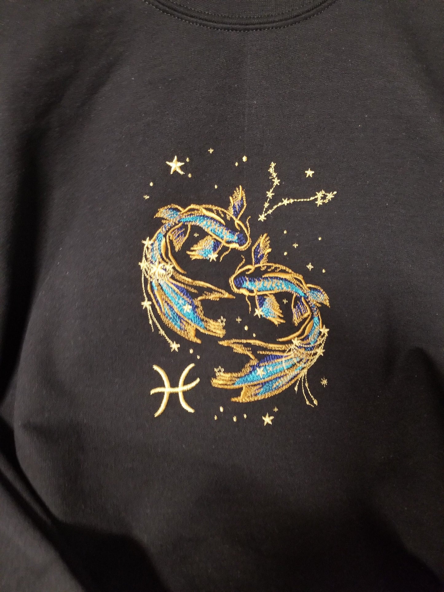 Pisces Hoodie, Pisces Constellation Embroidered Hoodie in Black, Zodiac Hoodie, Horoscope Hoodie, Astrology Hoodie, Birthday Hoodie