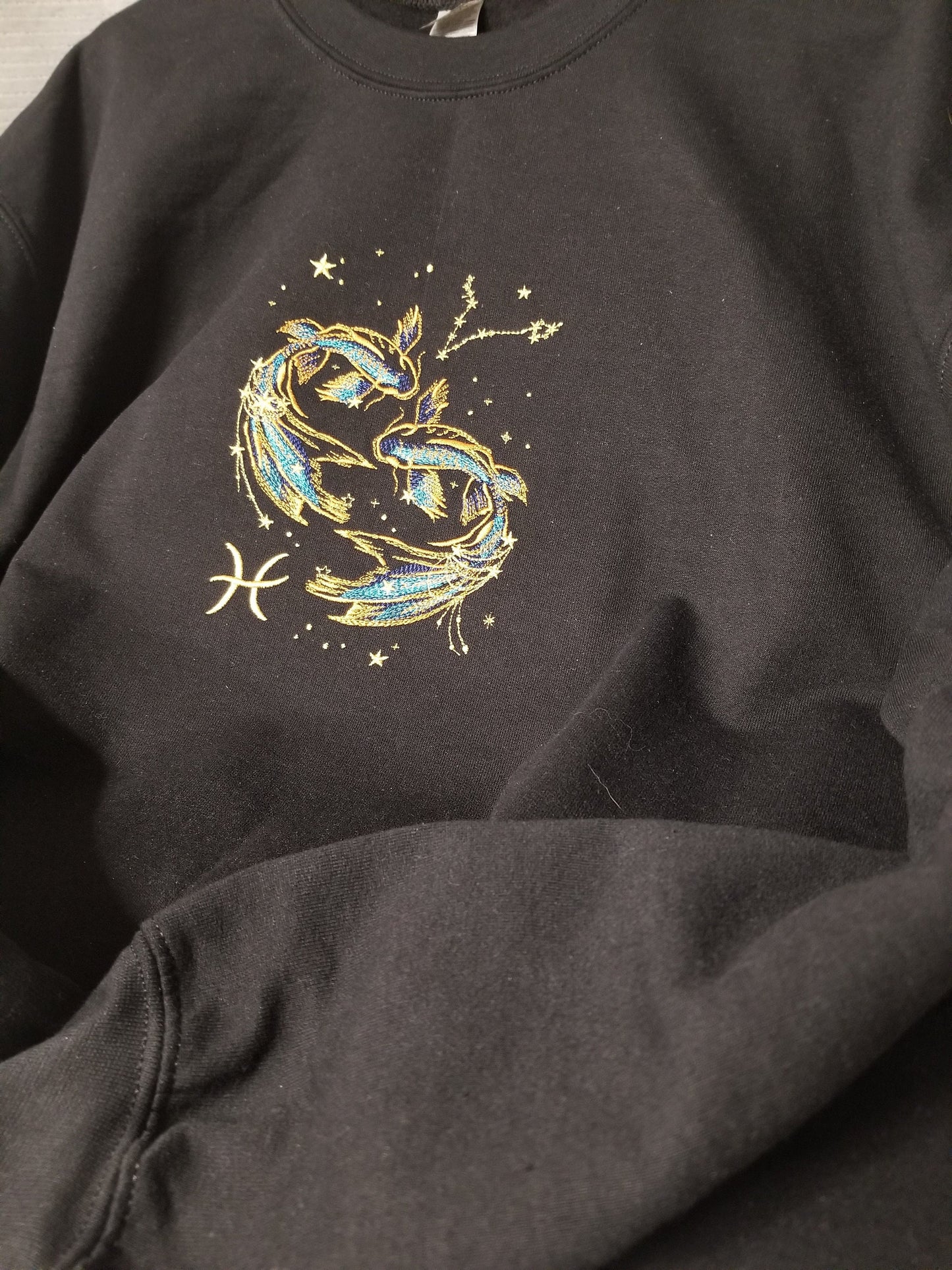 Pisces Hoodie, Pisces Constellation Embroidered Hoodie in Black, Zodiac Hoodie, Horoscope Hoodie, Astrology Hoodie, Birthday Hoodie