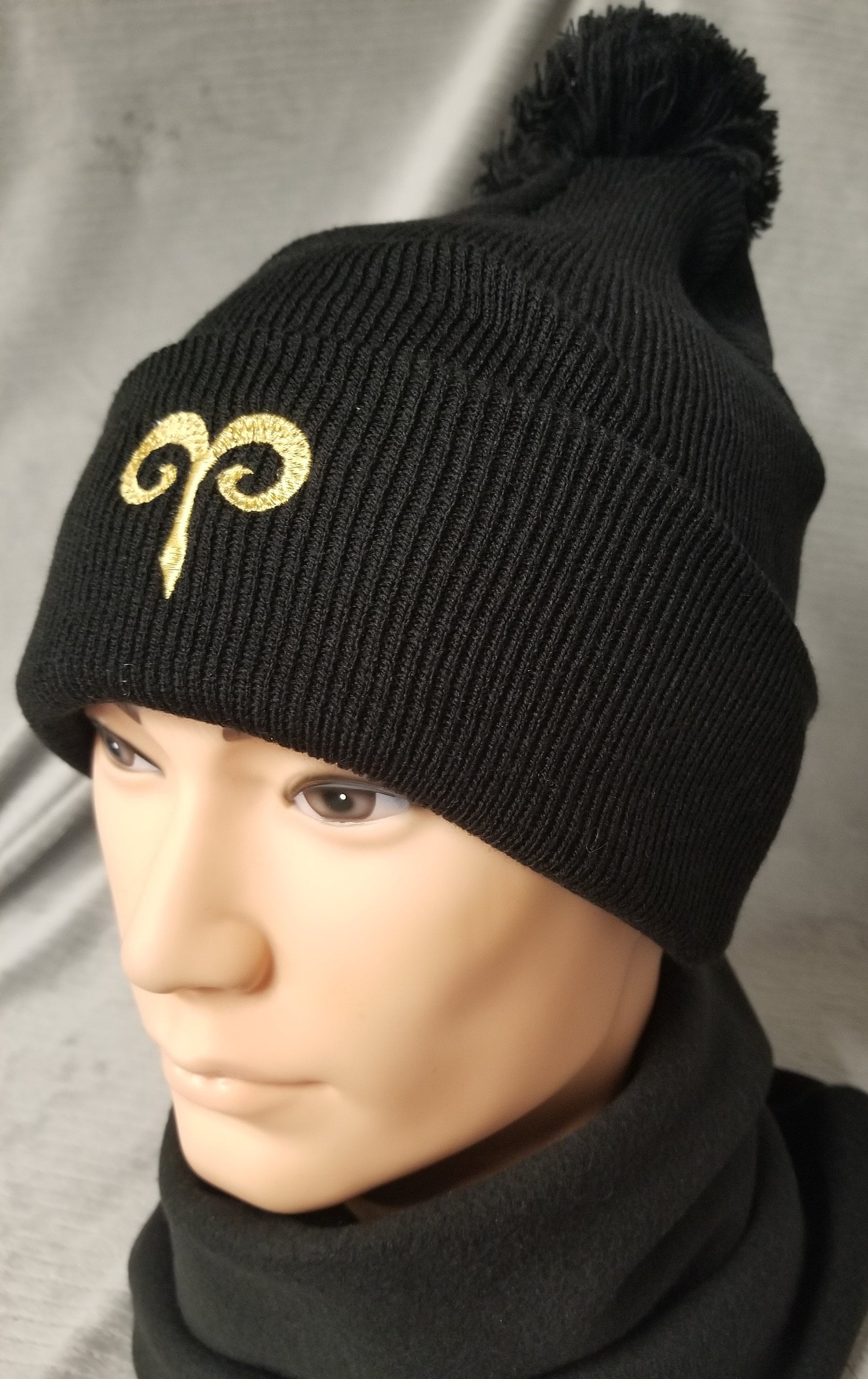 Aries Zodiac Symbol Embroidered Beanie, Horoscope Beanie, Astrology Beanie, Birthday Beanie