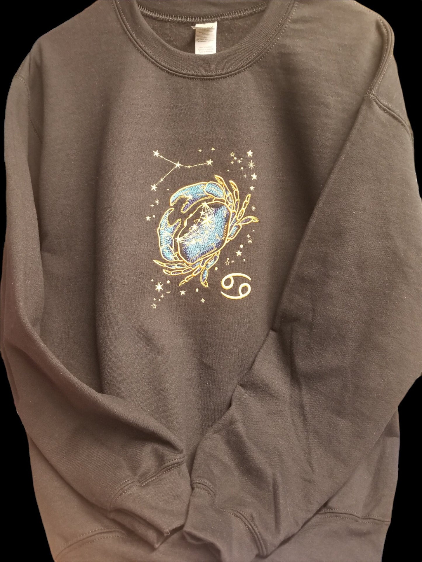 Cancer Sweatshirt, Cancer Constellation Embroidered Sweatshirt in Black, Zodiac Sweatshirt Horoscope Sweatshirt, Astrology Sweatshirt