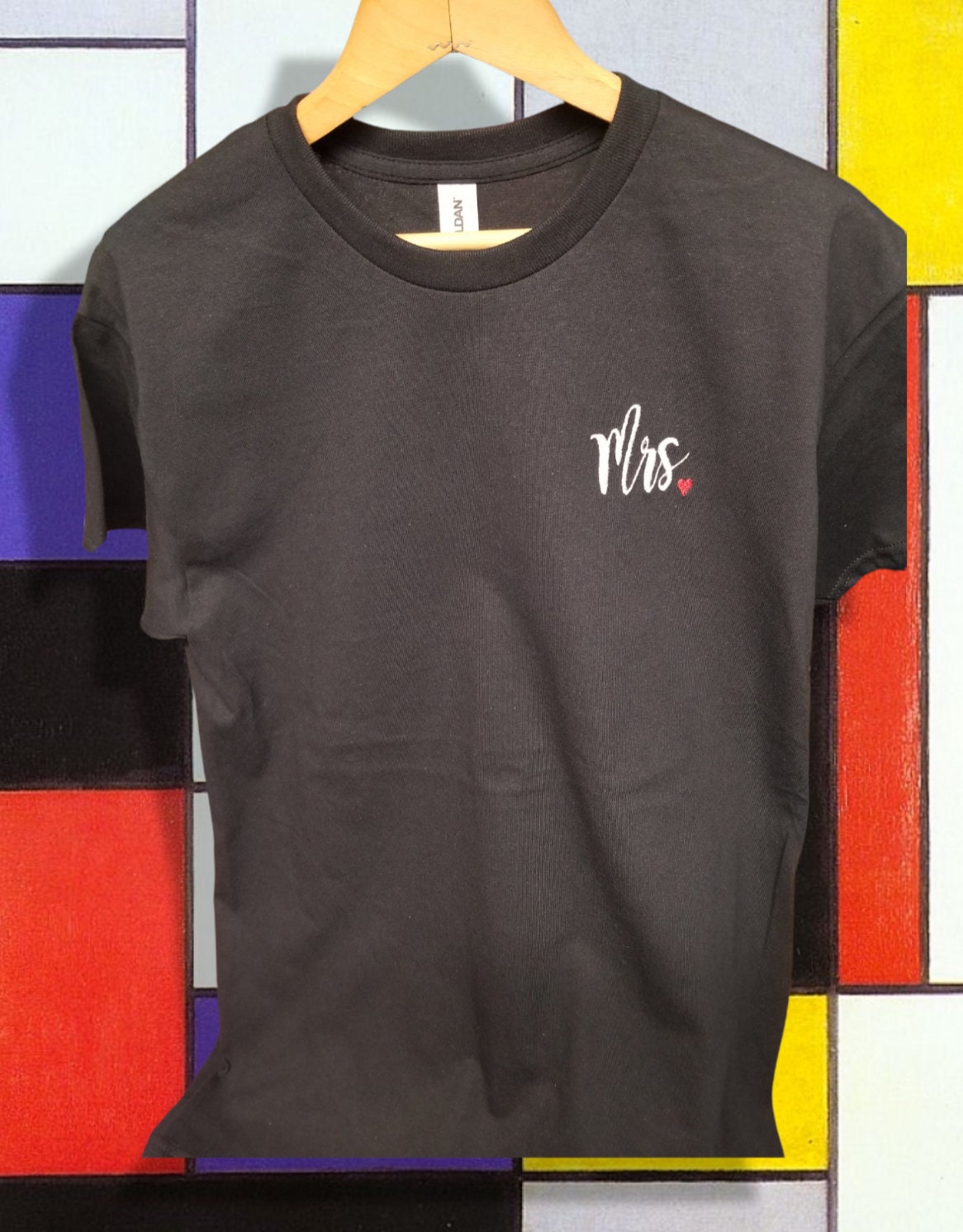 Mrs Embroidered Black T Shirt, Couples T Shirt, Anniversary T Shirt, Wedding Gift, Anniversary Gift for Wife, Her
