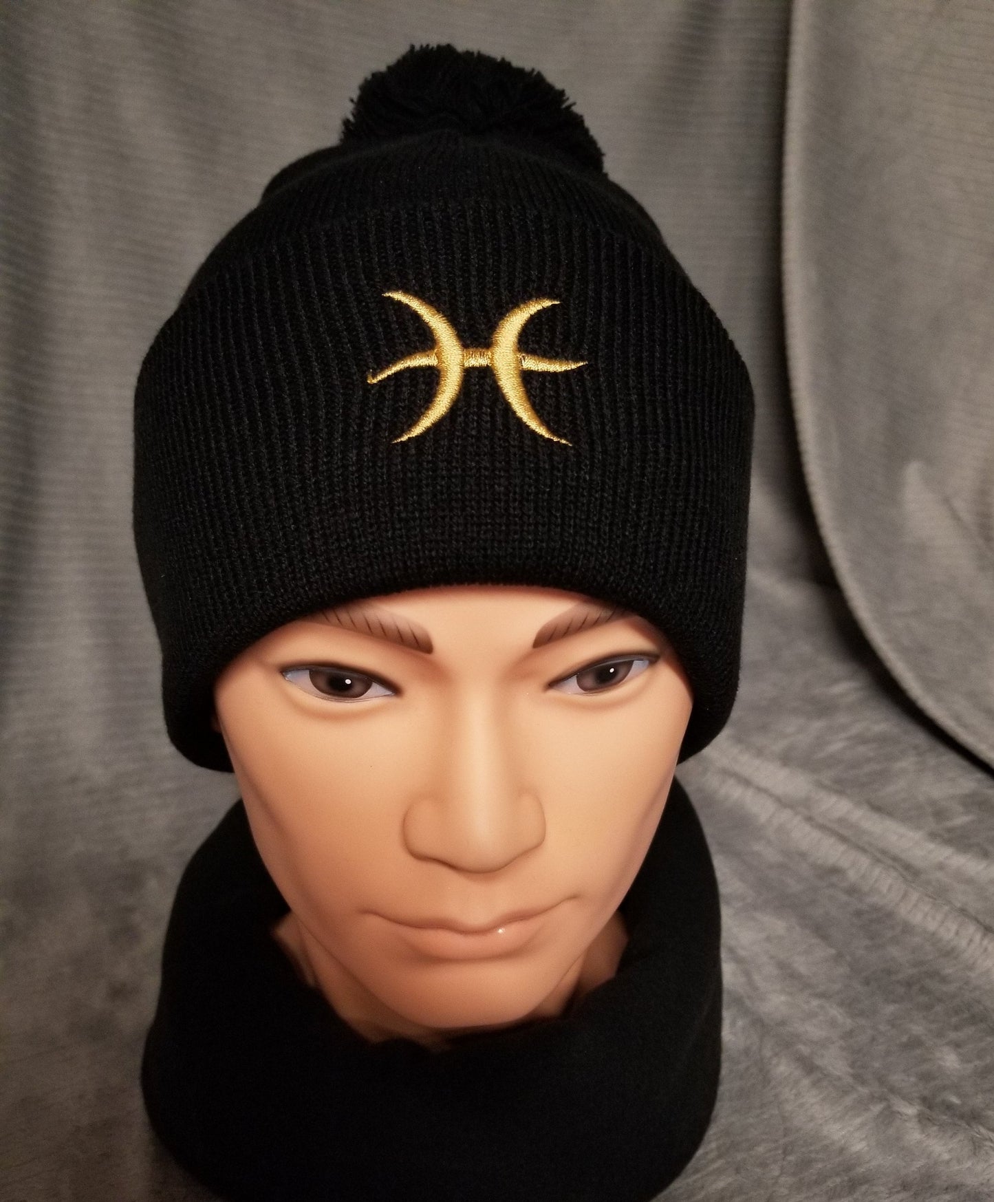 Pisces Zodiac Symbol Embroidered Beanie, Horoscope Beanie, Astrology Beanie, Birthday Beanie