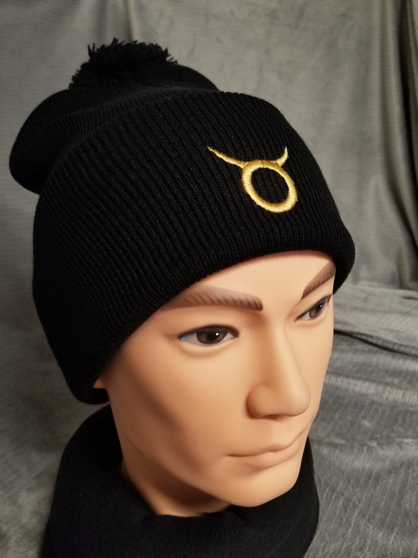 Taurus Zodiac Symbol Embroidered Beanie, Horoscope Beanie, Astrology Beanie, Birthday Beanie