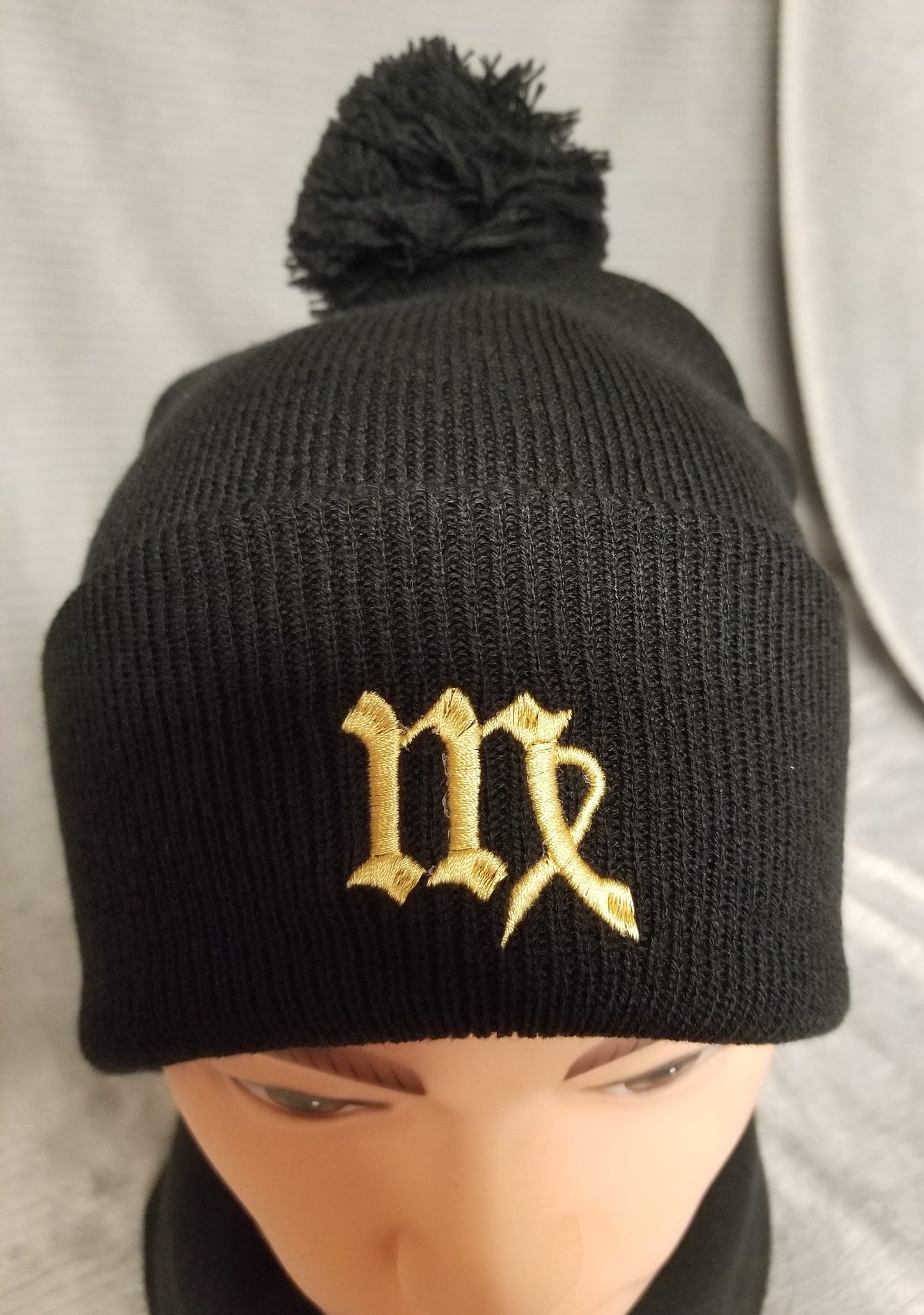 Virgo Zodiac Symbol Embroidered Beanie, Horoscope Beanie, Astrology Beanie, Birthday Beanie