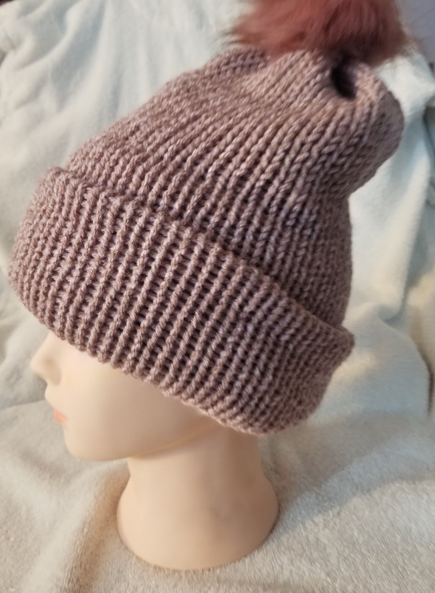 Knit Beanie, Knit Winter Hat, Handmade Winter Hat, Handmade Winter Beanie, Beautiful Pink Beanie with Pom Pom