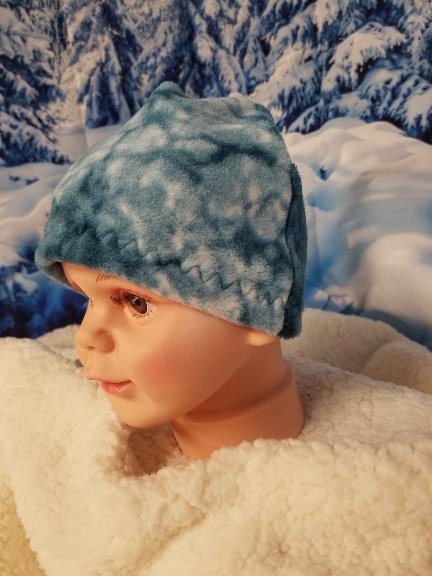 Teal Marble Fleece Beanie for Newborn to 3 months, Winter Hat, Handmade Winter Hat, Handmade Winter Beanie, Newborn Fleece Hat, Infant Hat