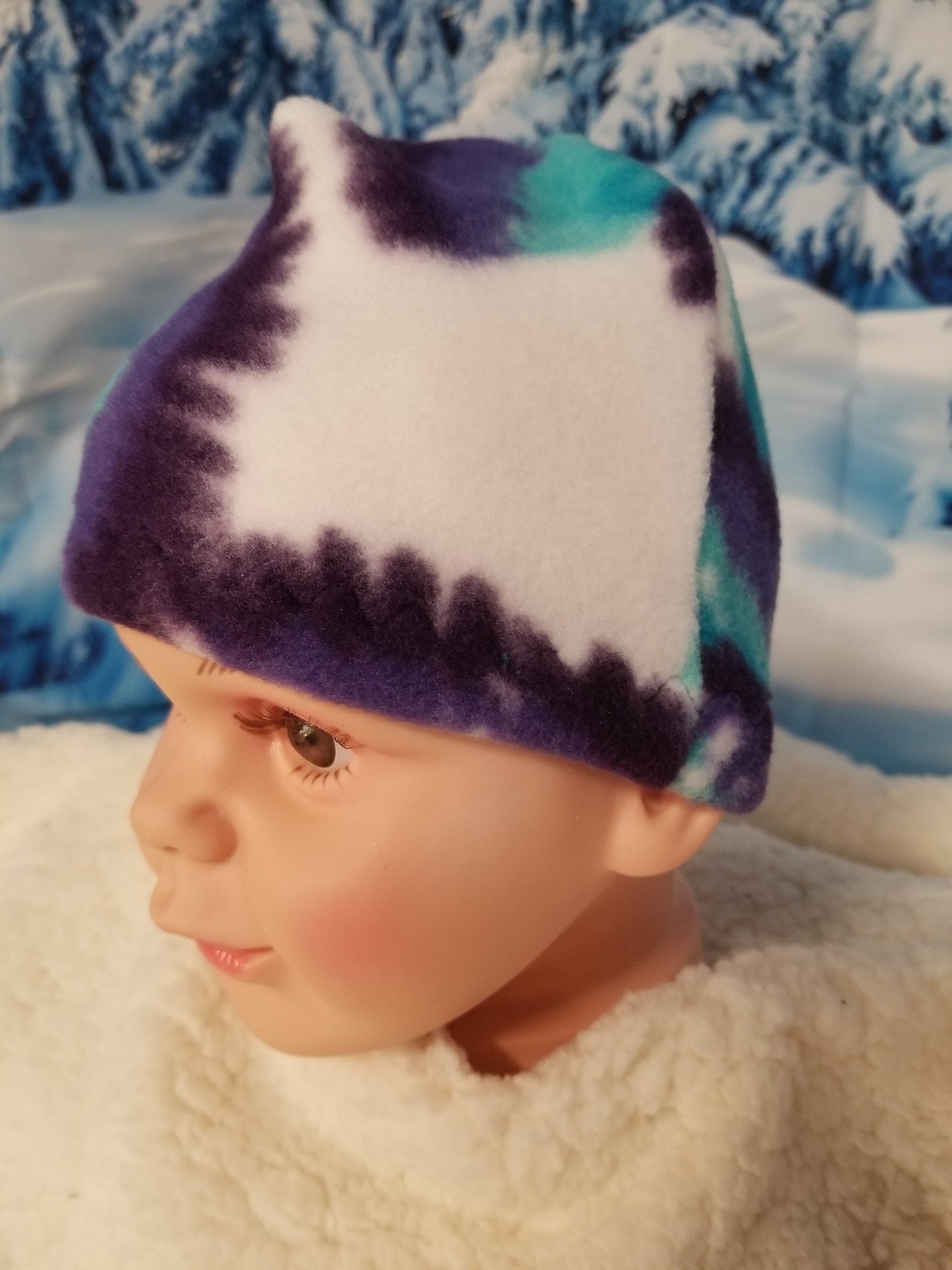 Purple Tie Dye Fleece Beanie for 3-6 year olds, Winter Hat for Toddler, Handmade Winter Hat, Handmade Winter Beanie, Toddler Fleece Hat