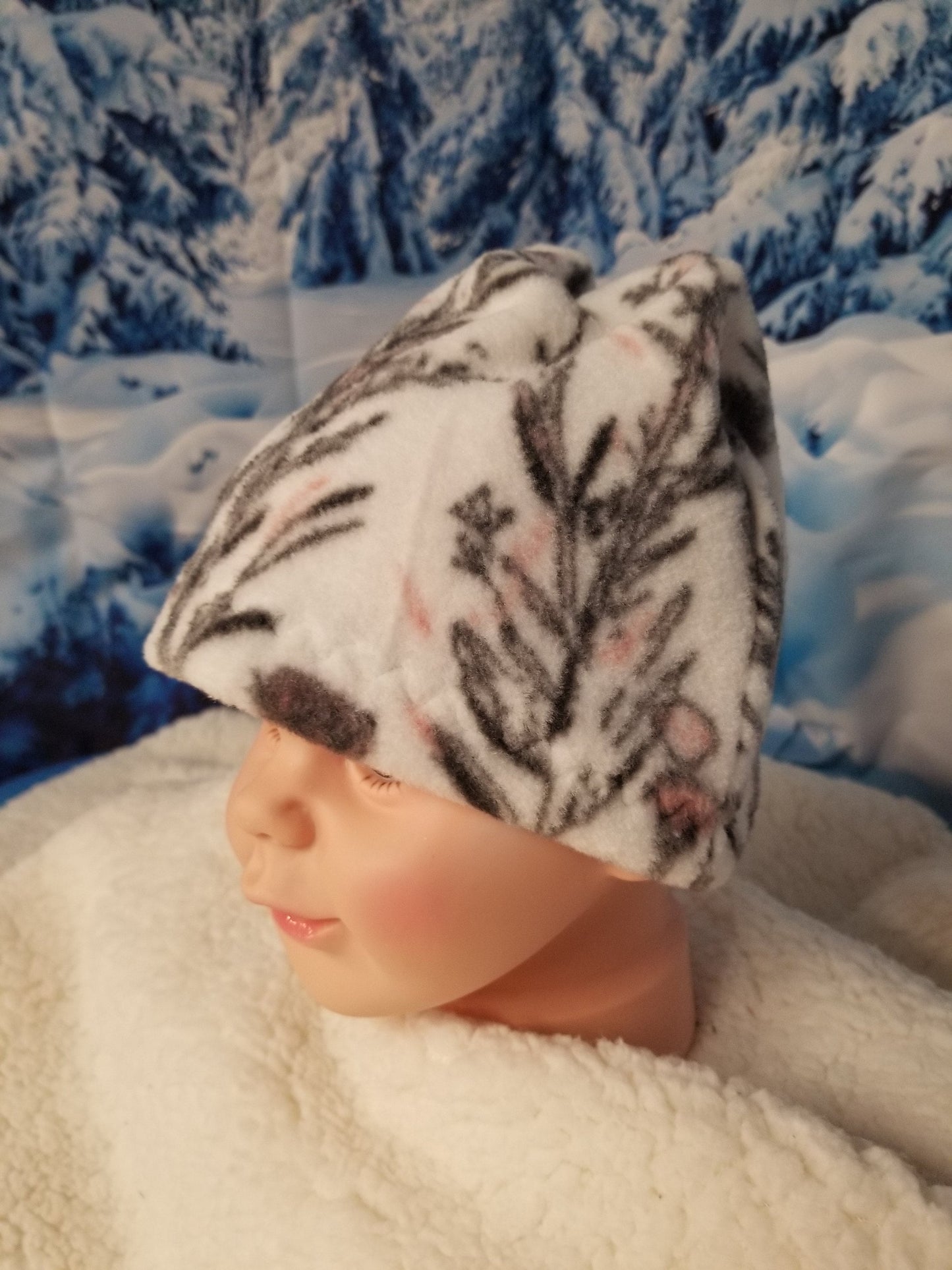 Girls Fleece Beanie for 6 to 12 months 18 inches, Winter Hat for Infants, Handmade Winter Hat, Handmade Winter Beanie, Infant Fleece Hat