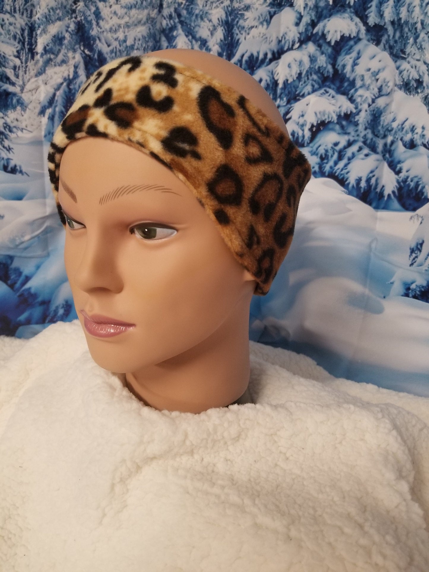 Cheetah Print Fleece Headband Ear Warmer, Winter Fleece Headband Ear Warmers Fleece Head Ear Wrap, Fleece Ear Cover, Headbands, Women Medium