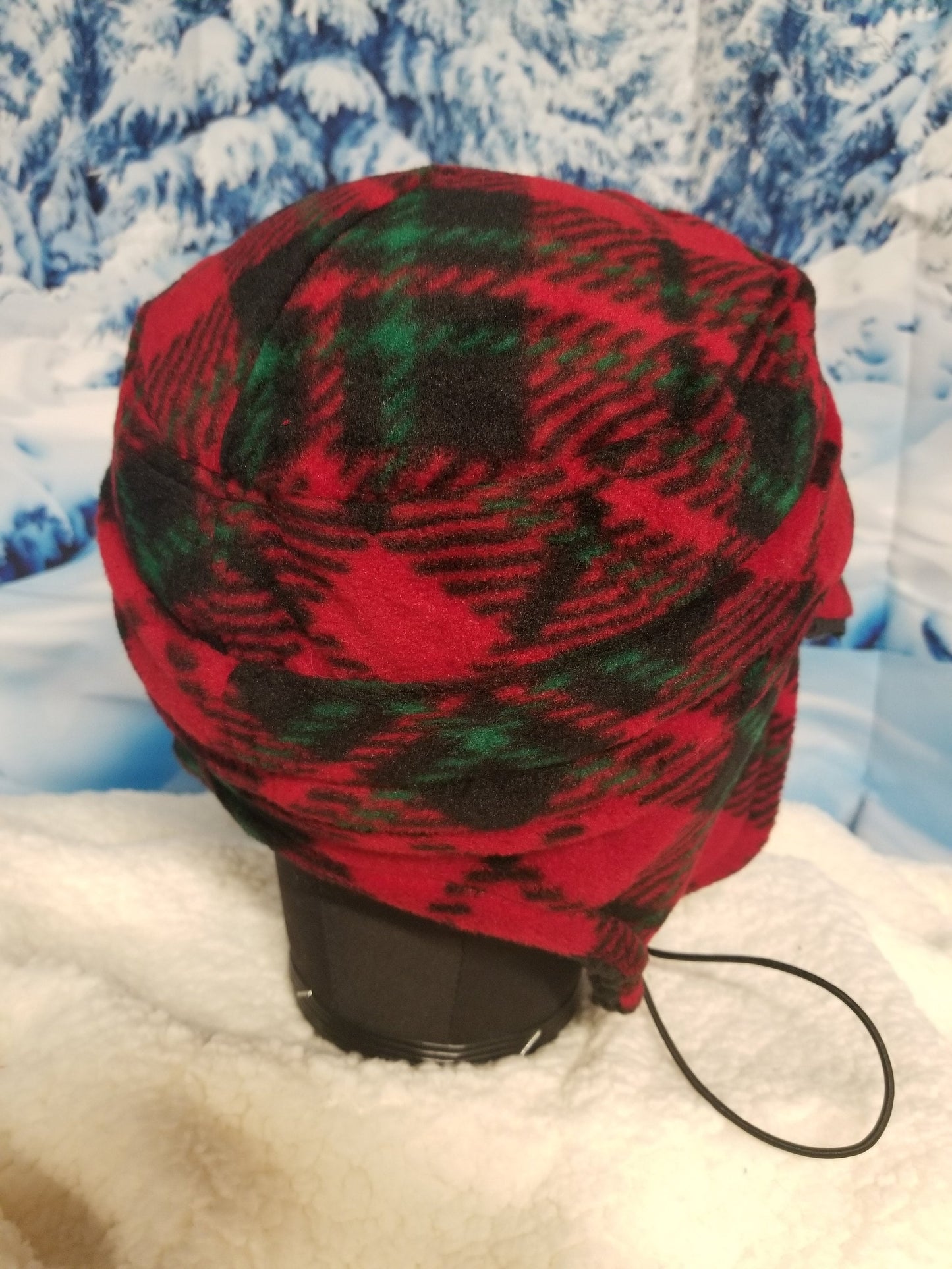 Red, green and Black Plaid Aviator Hat with Visor; Winter Hat; Trappers Hat; Pilot Hat; Sherpa Lined Hat; Ear Flap Hat; Visor Winter Hat
