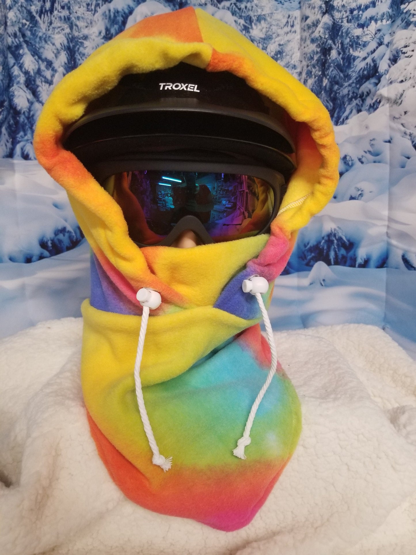 Rainbow Tie Dye Print Anti Pill Fleece Medium Ski Helmet Cover