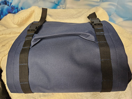 Dark Navy Waterproof Canvas Roll Up Tool Bag With 4 Detachable Zippered Pouches with clear window, Tool Storage Bag with Handle