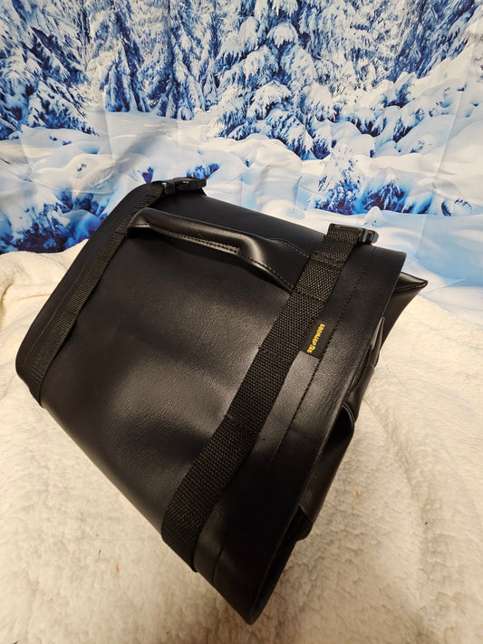 Black Marine Vinyl Roll Up Tool Bag With 4 Detachable Zippered Pouches with clear window, Tool Storage Bag with Handle