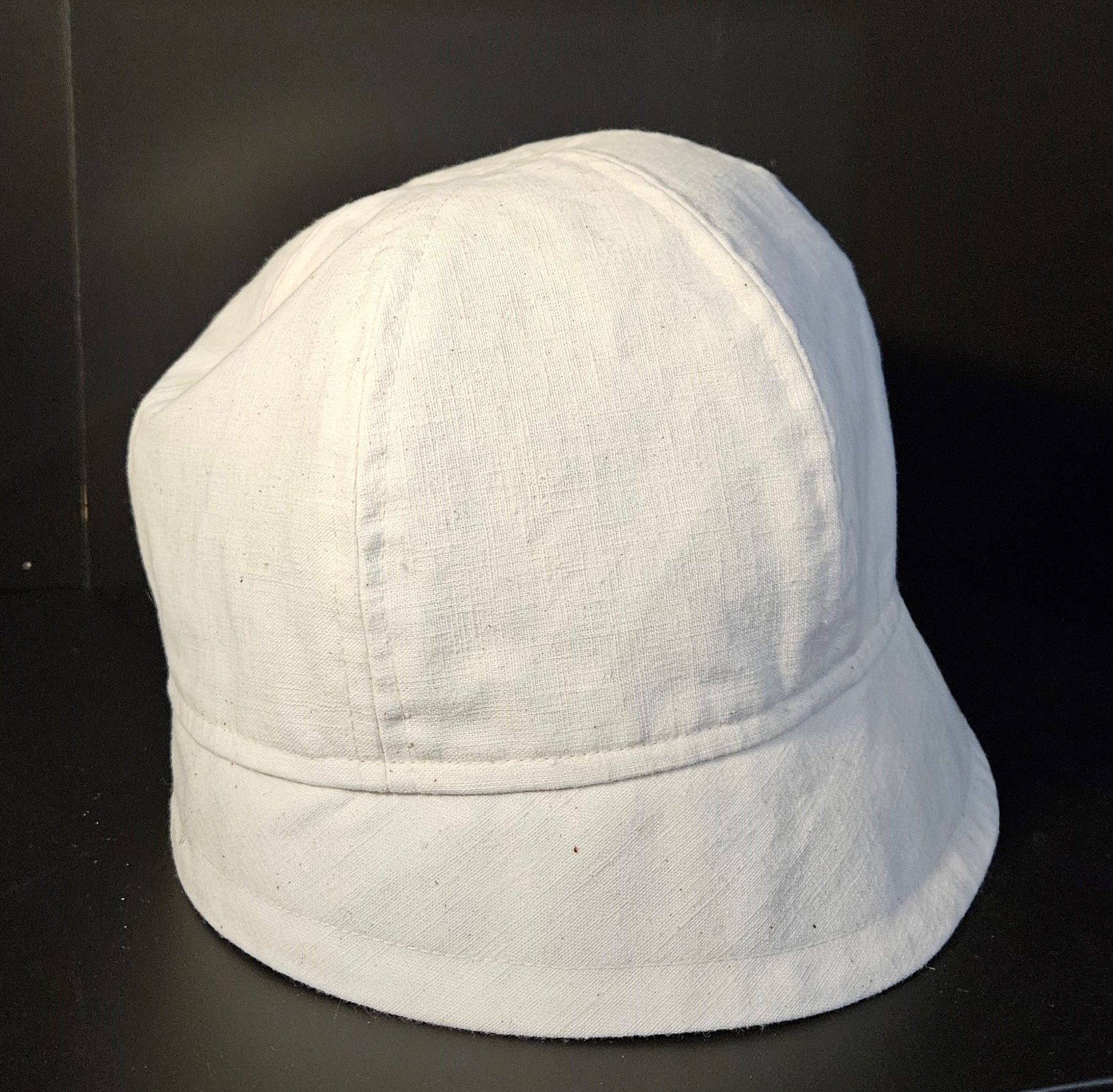 Linen Fashion Cloche with Cream Linen and Cream Dragonfly Print Lining Summer Hat