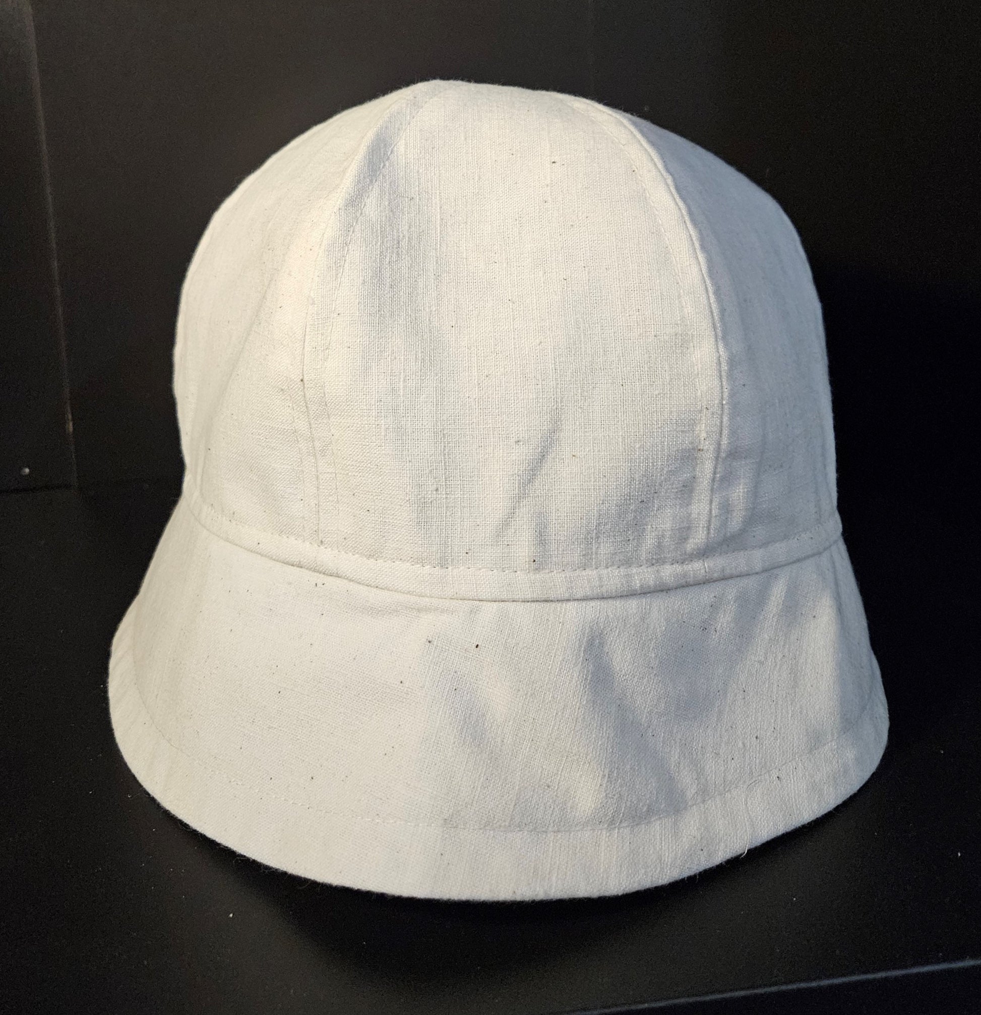 Linen Fashion Cloche with Cream Linen and Cream Dragonfly Print Lining Summer Hat