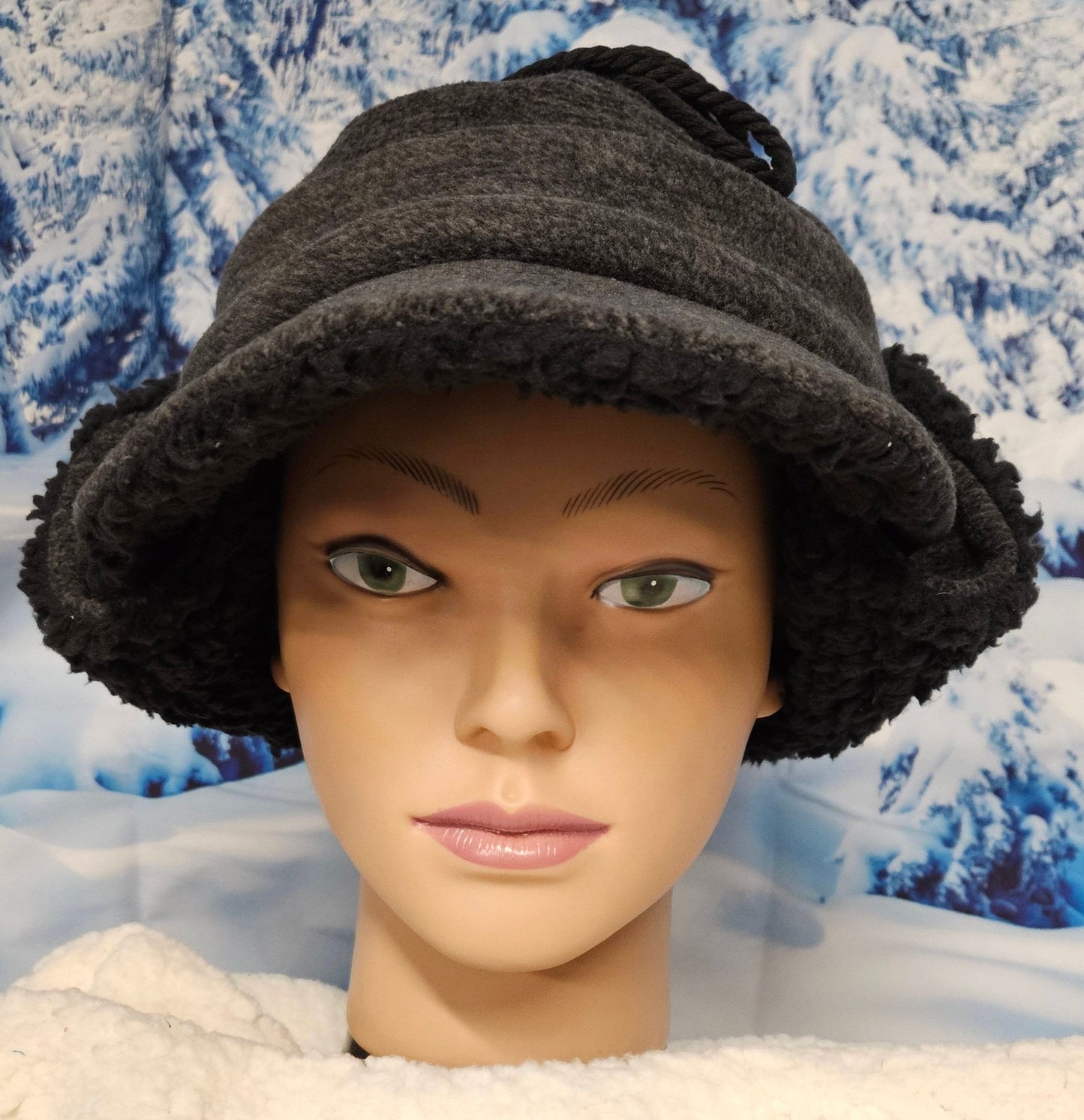 Gray Anti Pill Fleece Aviator Hat with Visor; Winter Hat; Trappers Hat; Pilot Hat; Sherpa Lined Hat; Ear Flap Hat; Visor Winter Hat