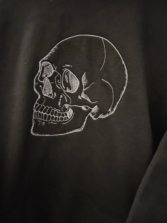 Skull Embroidered Sweatshirt, Halloween Sweatshirt, Skull Crewneck Sweatshirt, Embroidered Spooky Skull Sweatshirt