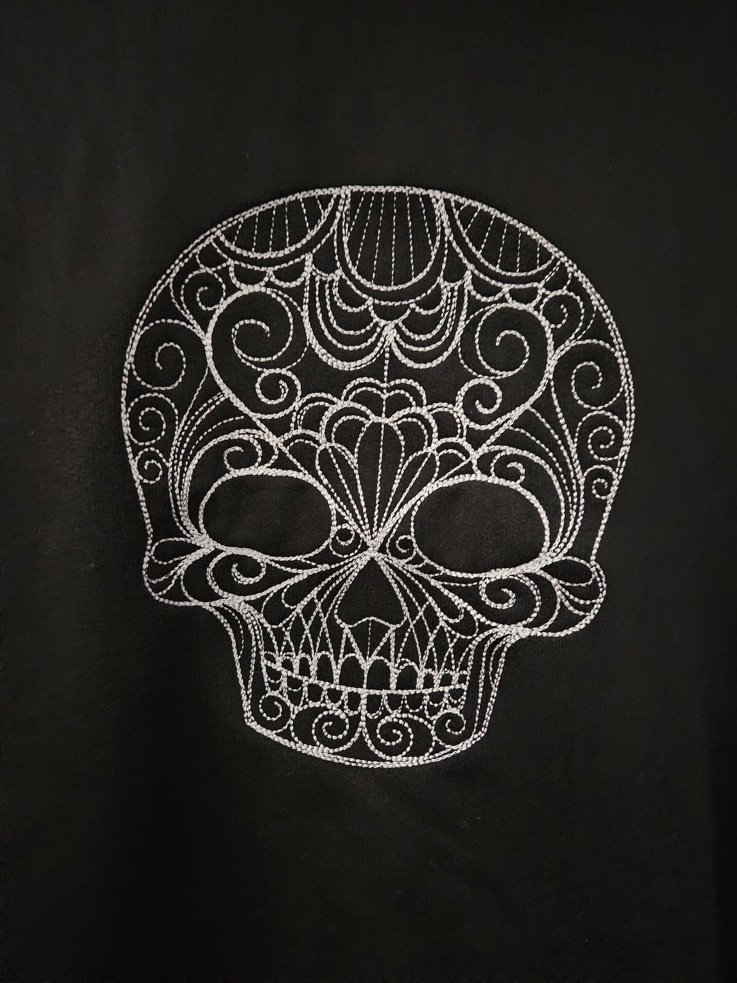 Fancy Swirl Skull Embroidered Hoodie, Halloween Hoodie, Skull Hoodie, Embroidered Swirl Skull Hoodie, Embroidered Hoodie