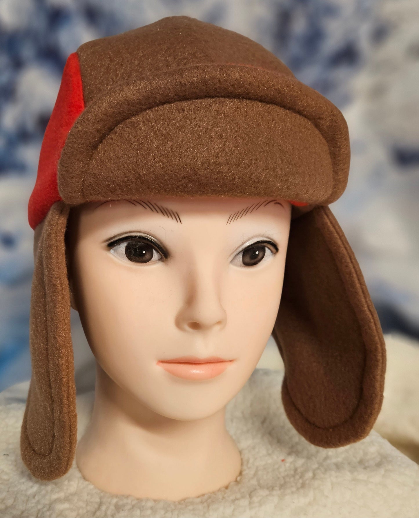 Brown and Red Accent Small Adult Winter Hat