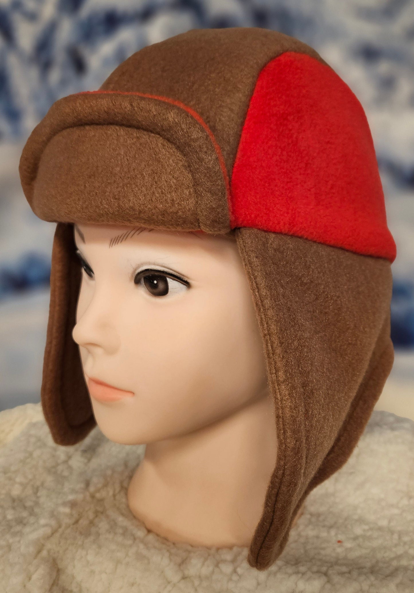 Brown and Red Accent Small Adult Winter Hat