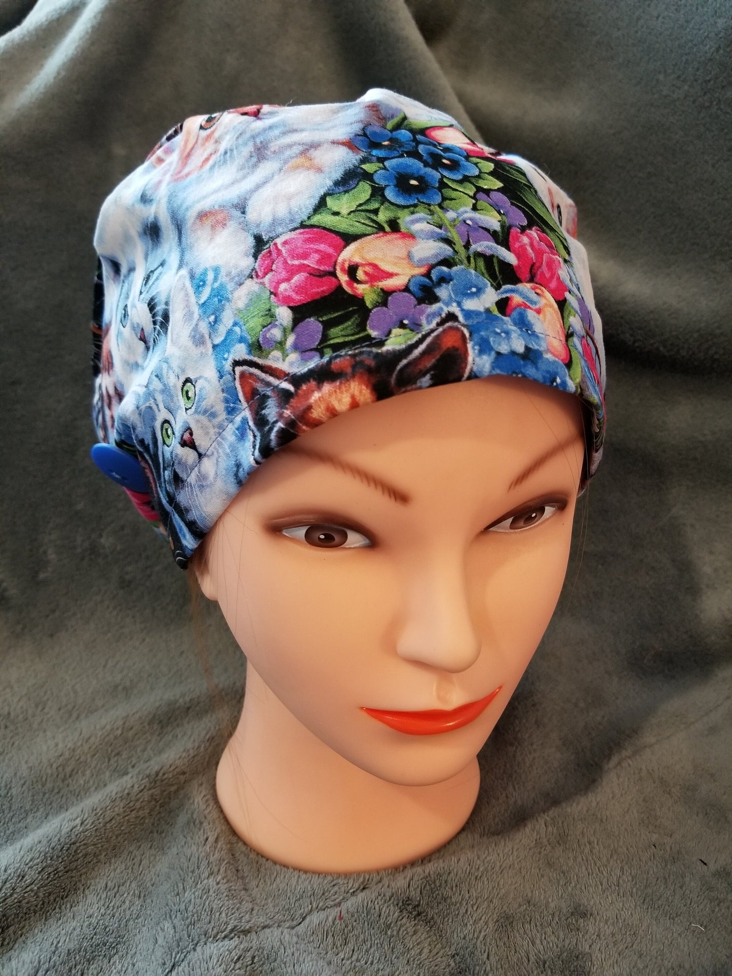 Kittens Print Scrub Cap, Euro Style Scrub Cap