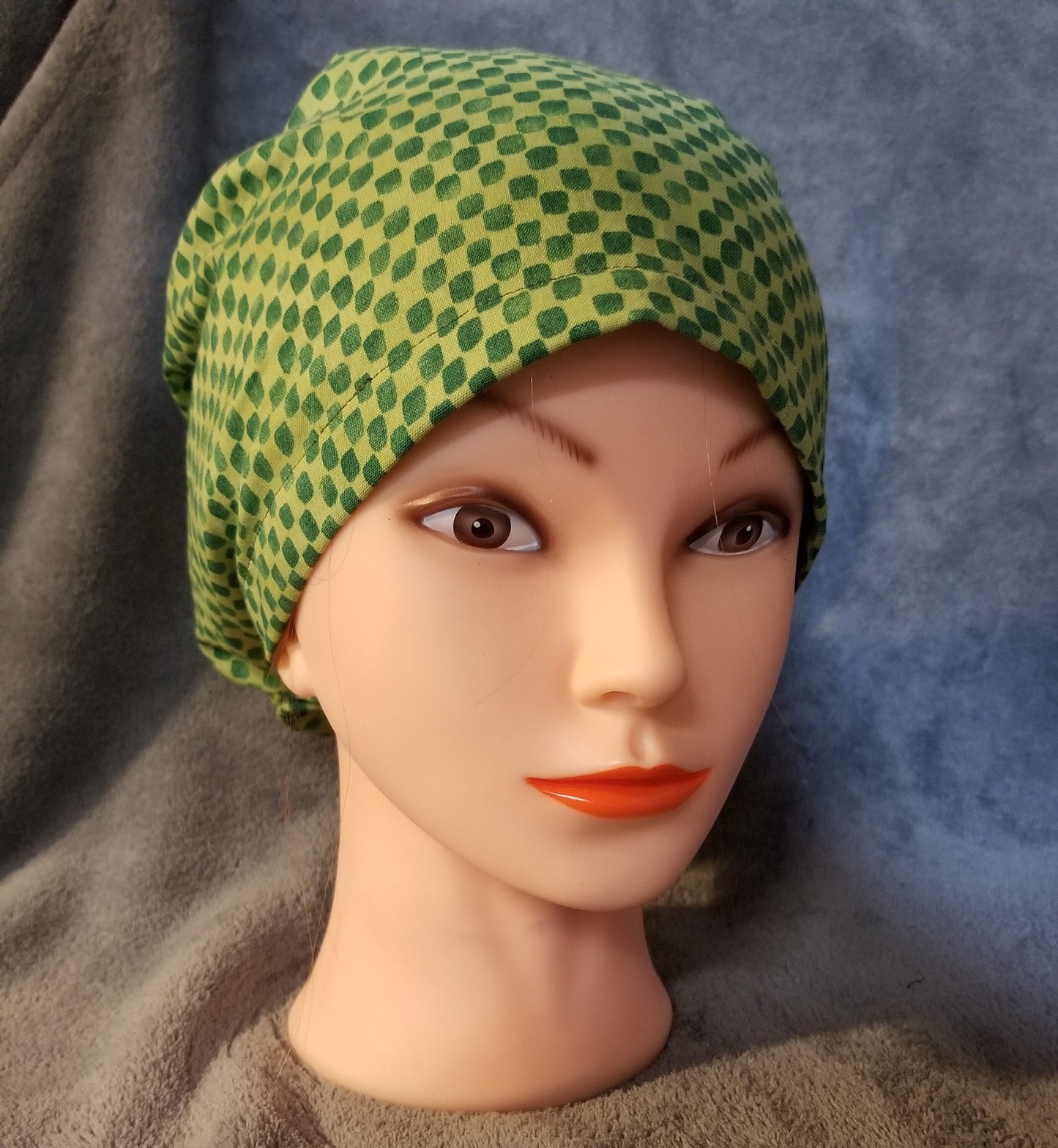 Green Small Checks Pixie Style Scrub Cap, Euro style scrub cap