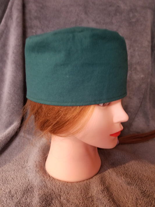 Green Solid Scrub Cap with hook and loop fasteners