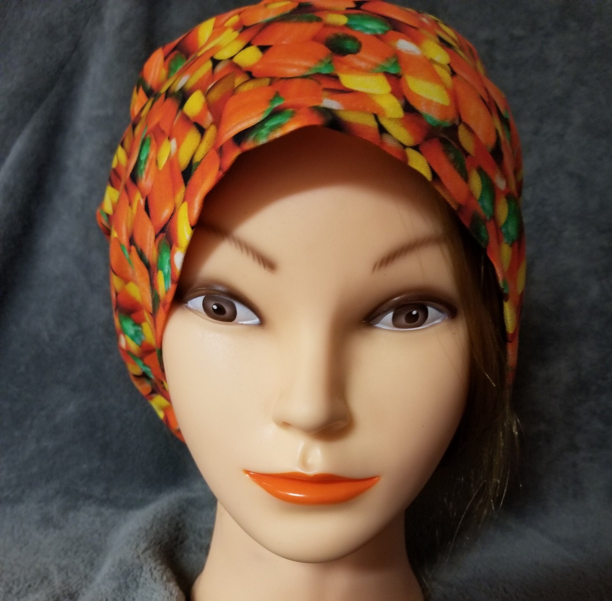 Halloween Candy Corn Pixie Style Scrub Cap, Euro style scrub cap