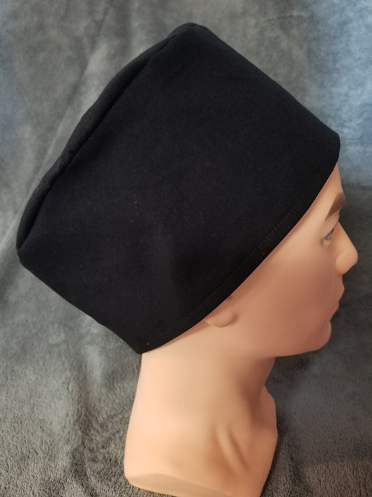 Black LARGE Scrub Cap same top with hook and loop fasteners ready to ship.