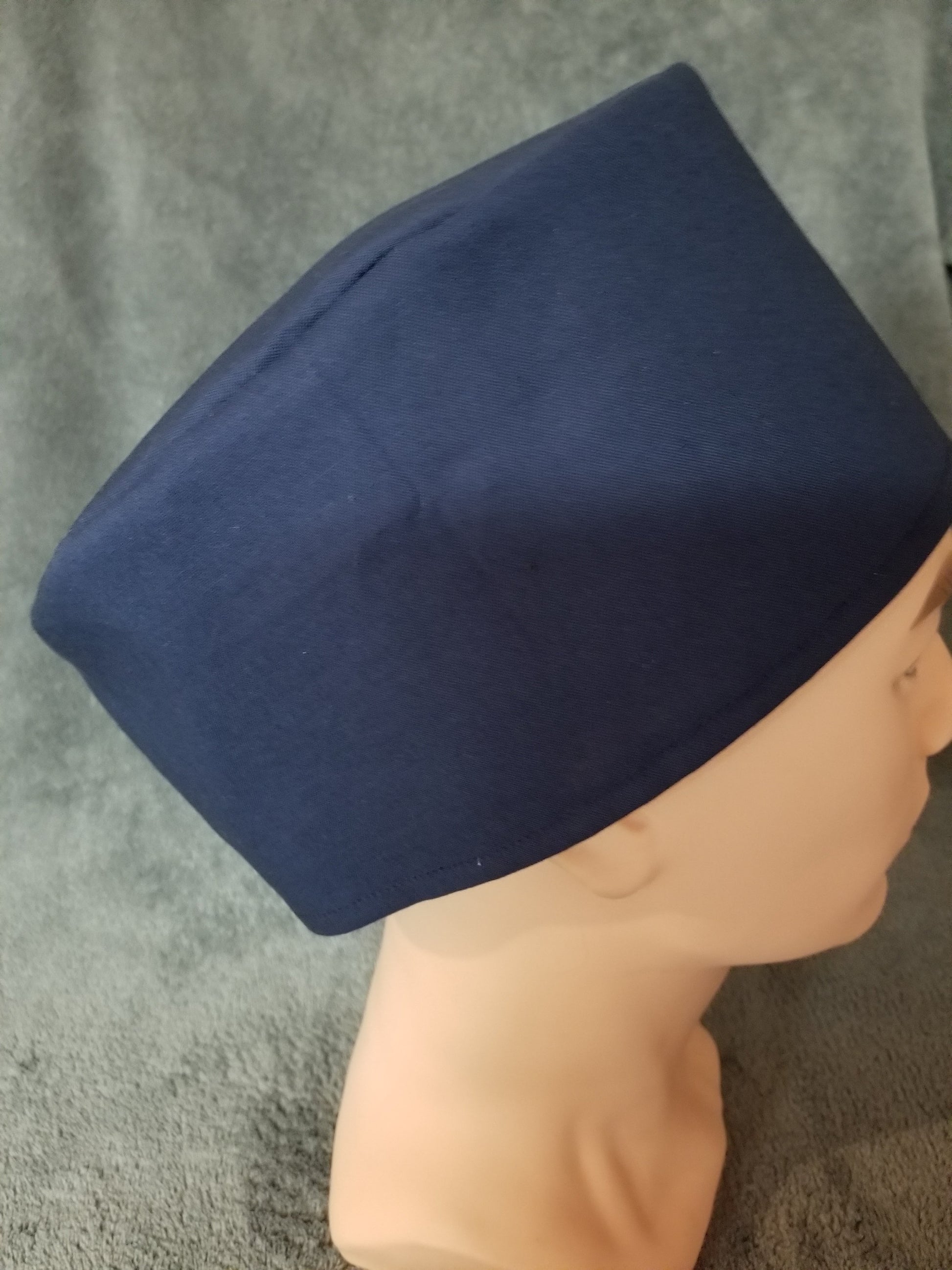 Navy Blue LARGE Scrub Cap Same Top with Hook and Loop Fasteners Ready to Ship.